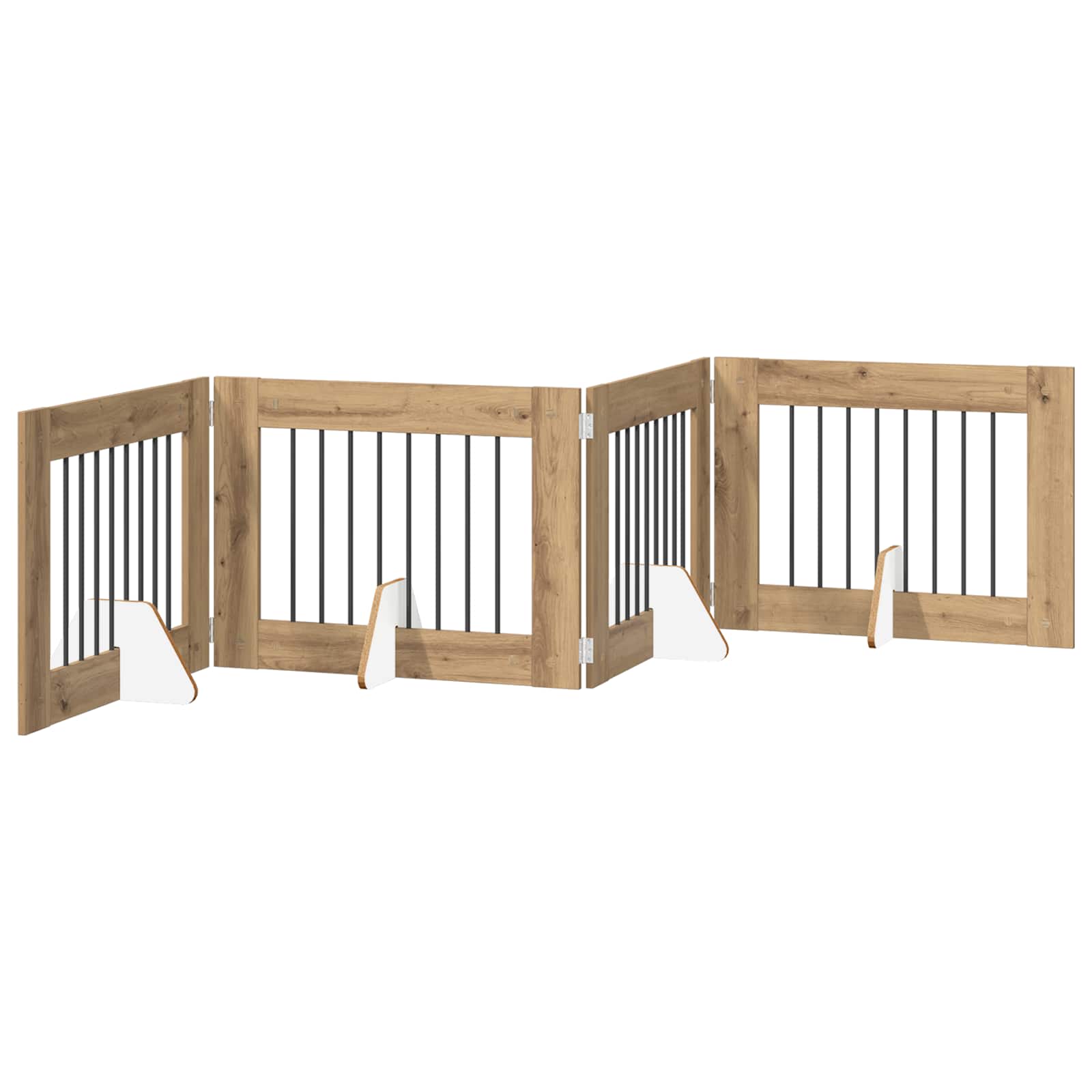 Fällbar hundgrind med stativ 4 pcs Artisan Ek 321 cm