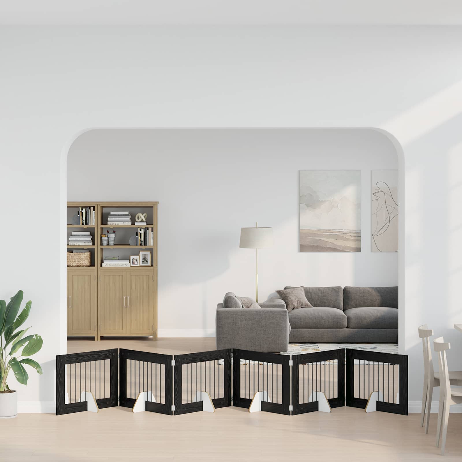 Fällbar hundgrind med stativ 6 pcs Svart ek 482 cm