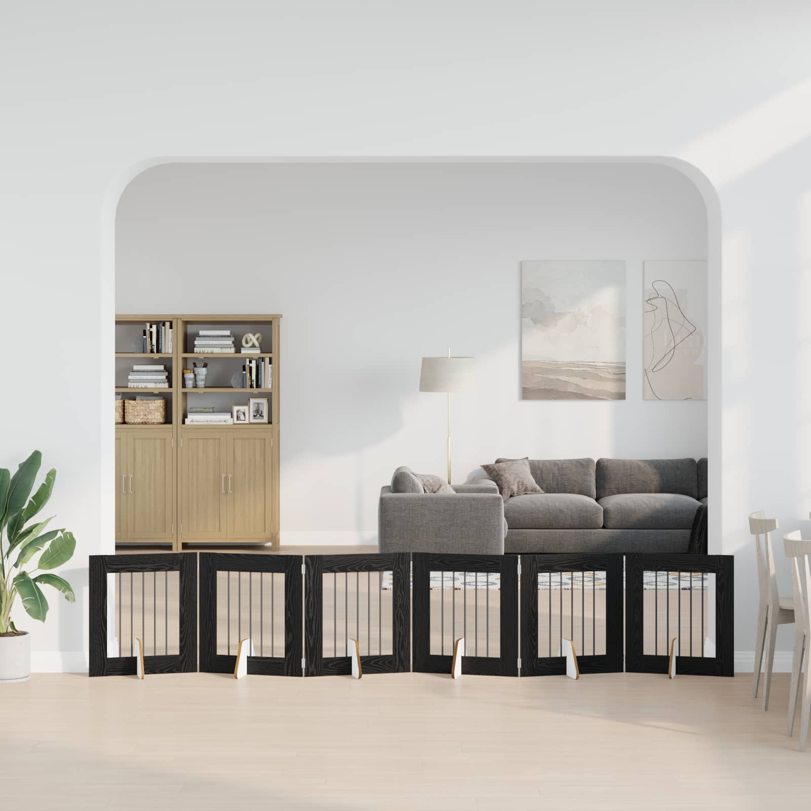 Fällbar hundgrind med stativ 6 pcs Svart ek 362 cm