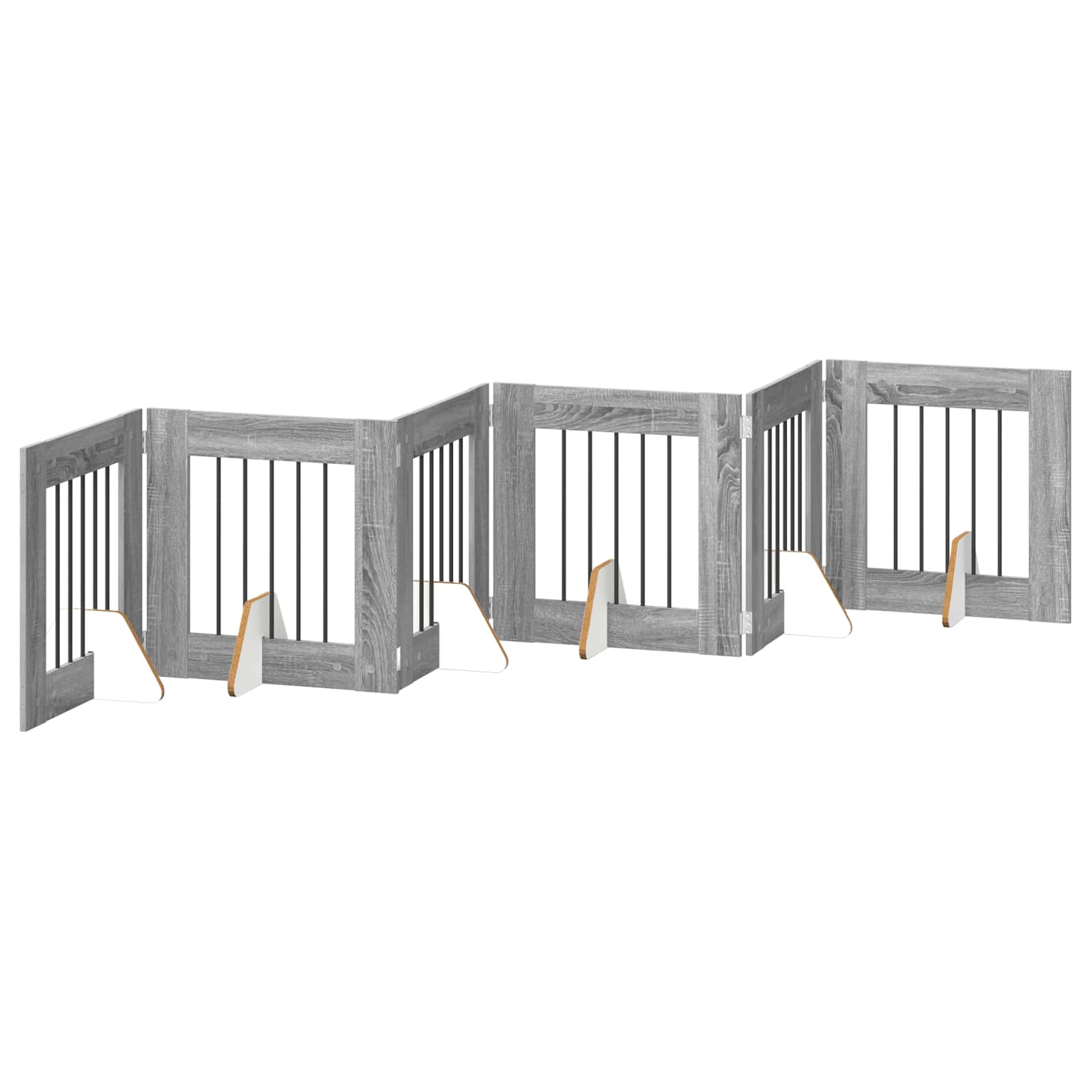 Fällbar hundgrind med stativ 6 pcs Grå sonoma-ek 362 cm