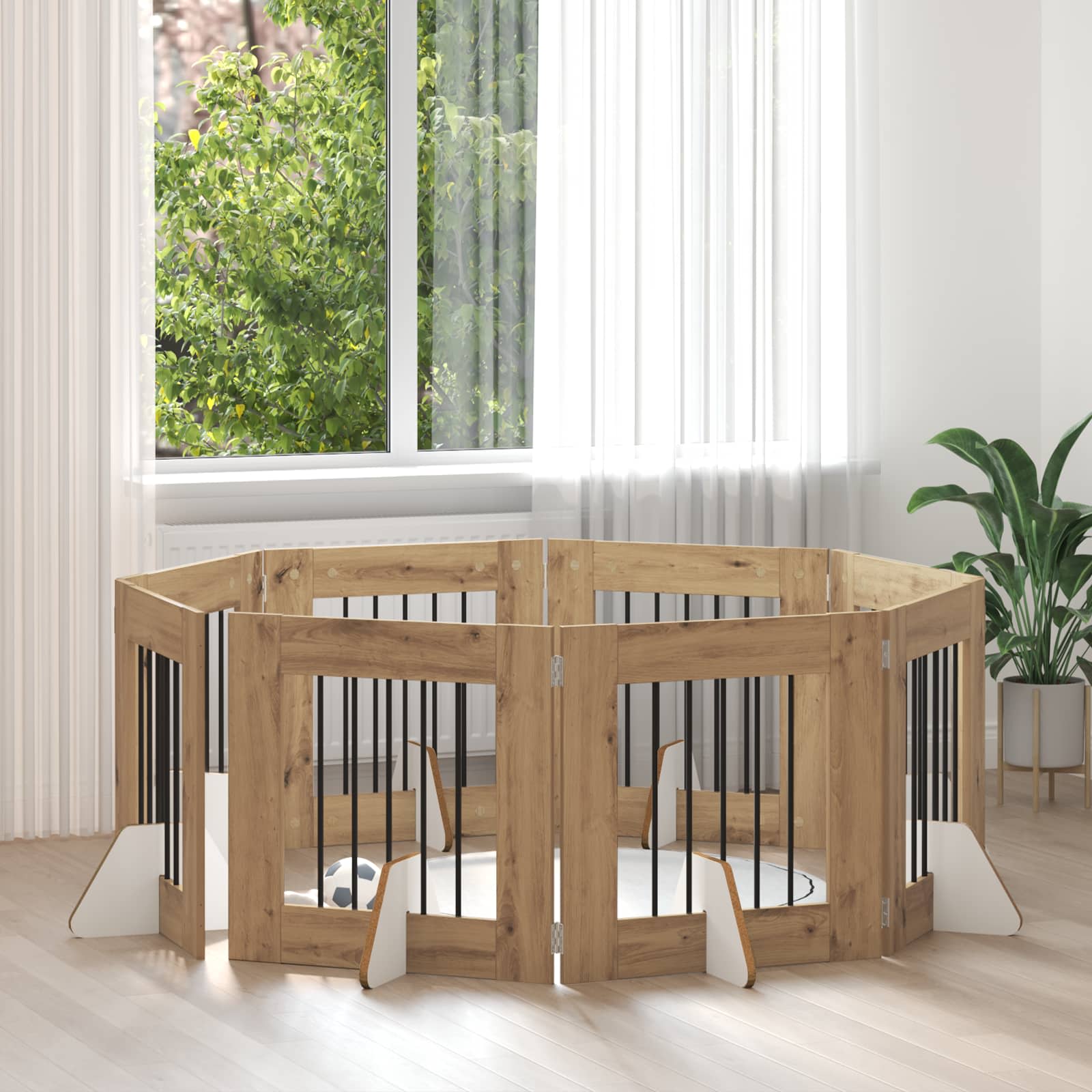 Fällbar hundgrind med stativ 8 pcs Artisan-ek 60 cm
