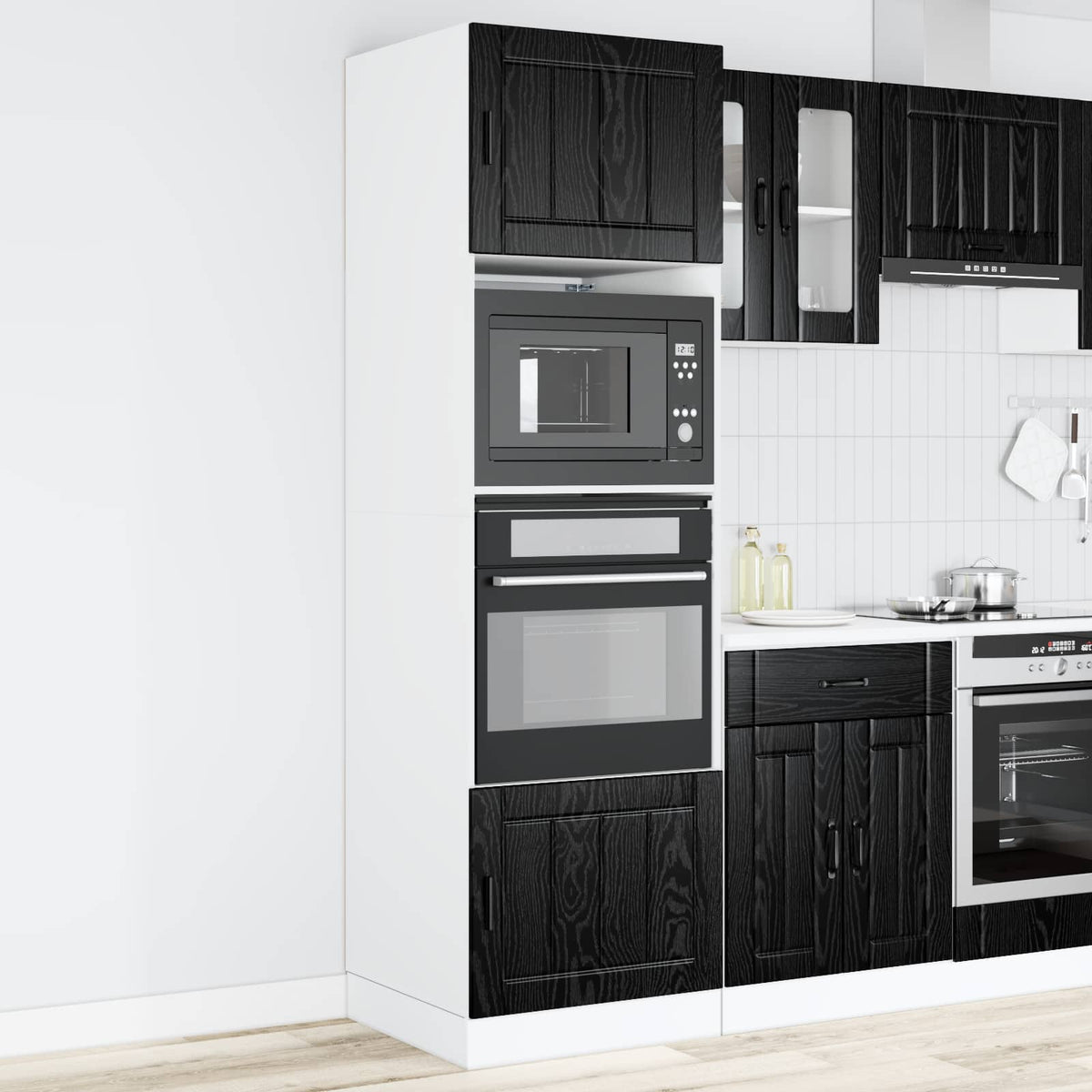 Ugnsskåp PORTO Svart Ek 60 x 57 x 207 cm Konstruerat trä