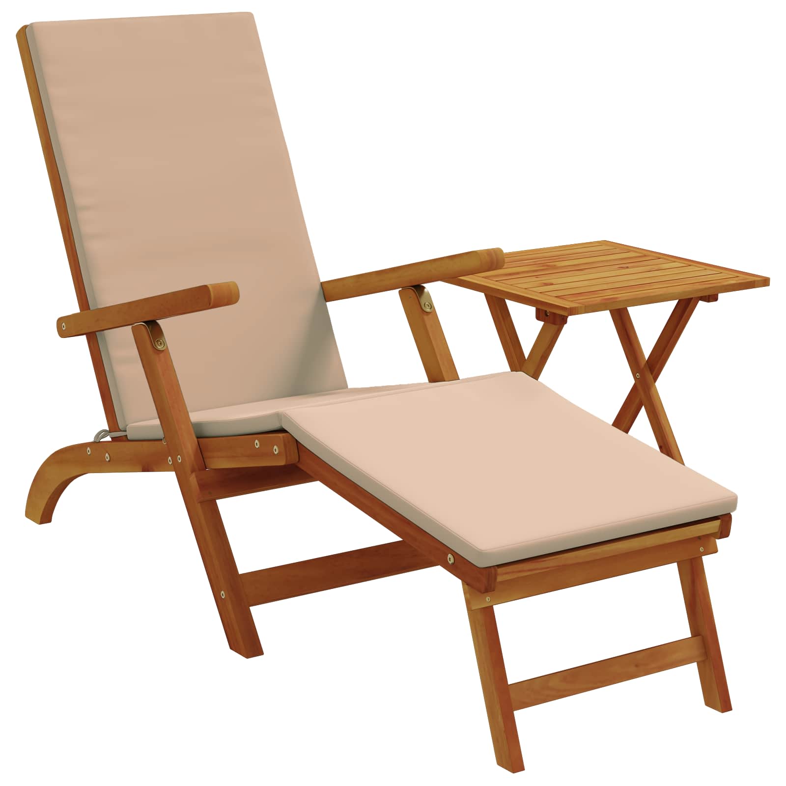 Reclining och Fällbar Solstol 2 pcs Taupe Massivt Akaciaträ