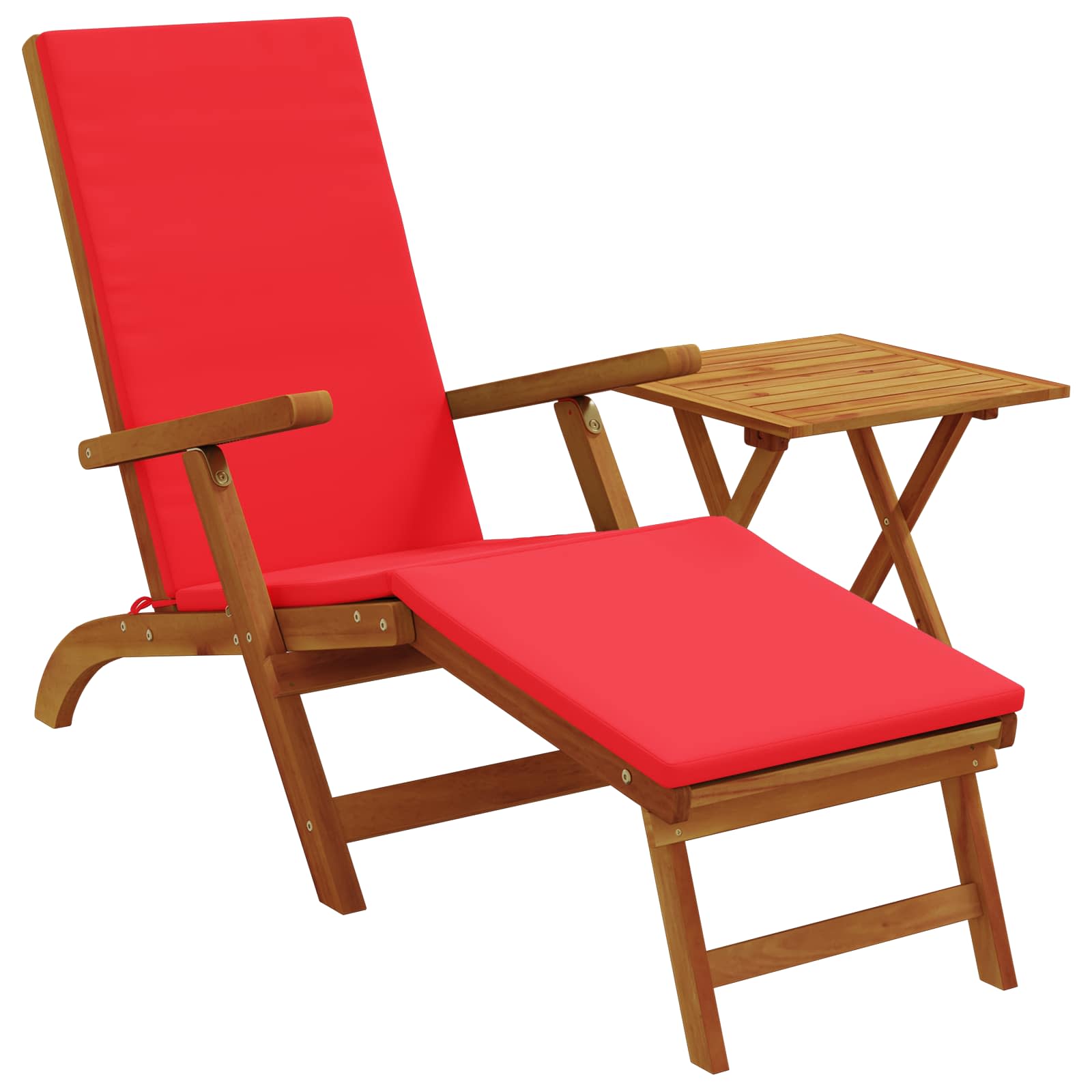 Reclining och Fällbar Solstol 2 pcs Röd Massivt Akaciaträ