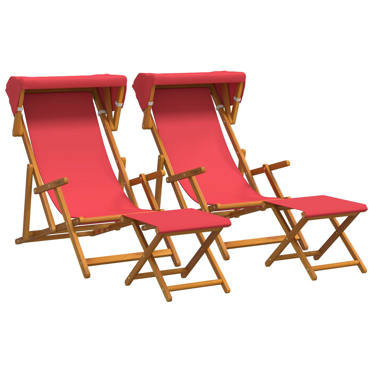 Deck Chair 4 st 3 Position Massiv Eukalyptus Trä Röd