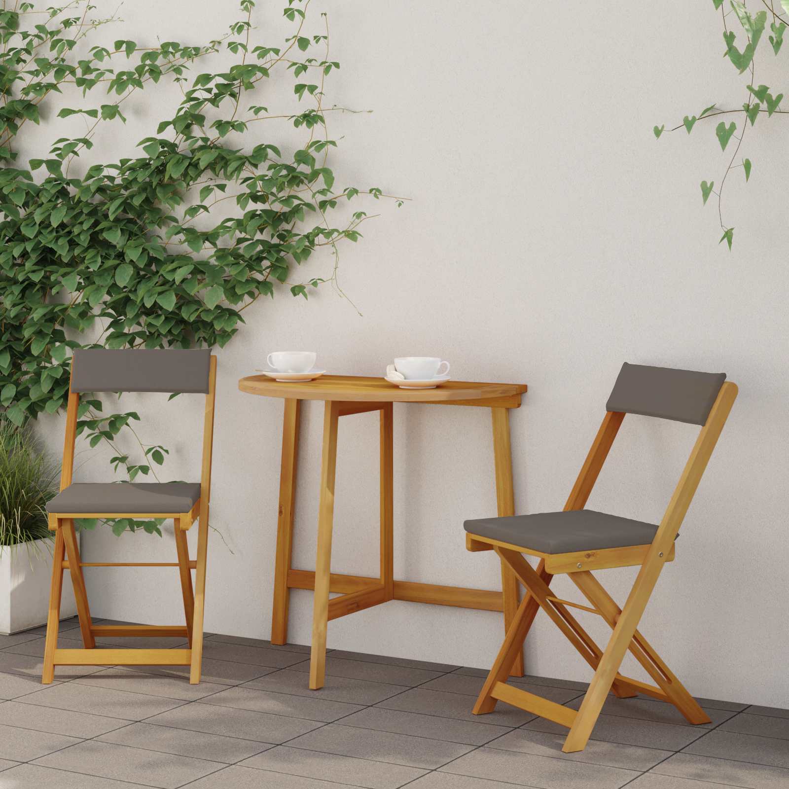 Utemöbler Bistro Stolar med kudde 2 pcs Mörkgrå 40 x 53 x 80 cm