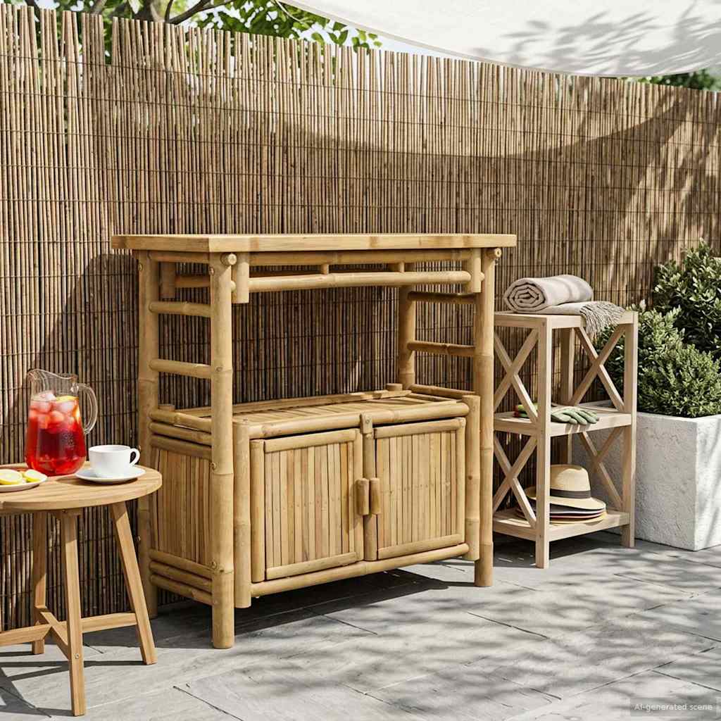 Konsolbord med hylla med dörr Naturfärg 80 x 35 x 75 cm Bambus