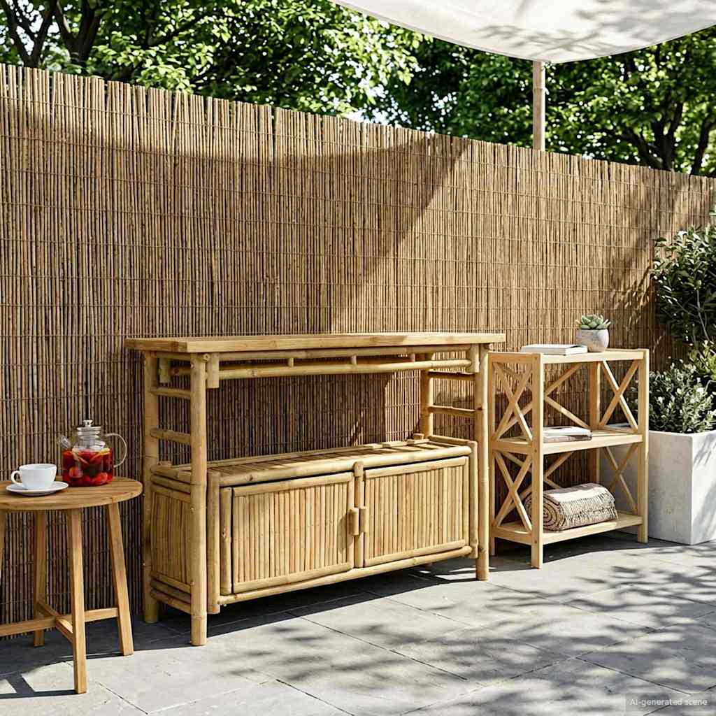 Konsolbord med hylla med dörr Naturfärg 110 x 35 x 75 cm Bambus