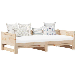 Utdragbar Dagbädd Naturfärg 180 x 200 cm Massiv furu