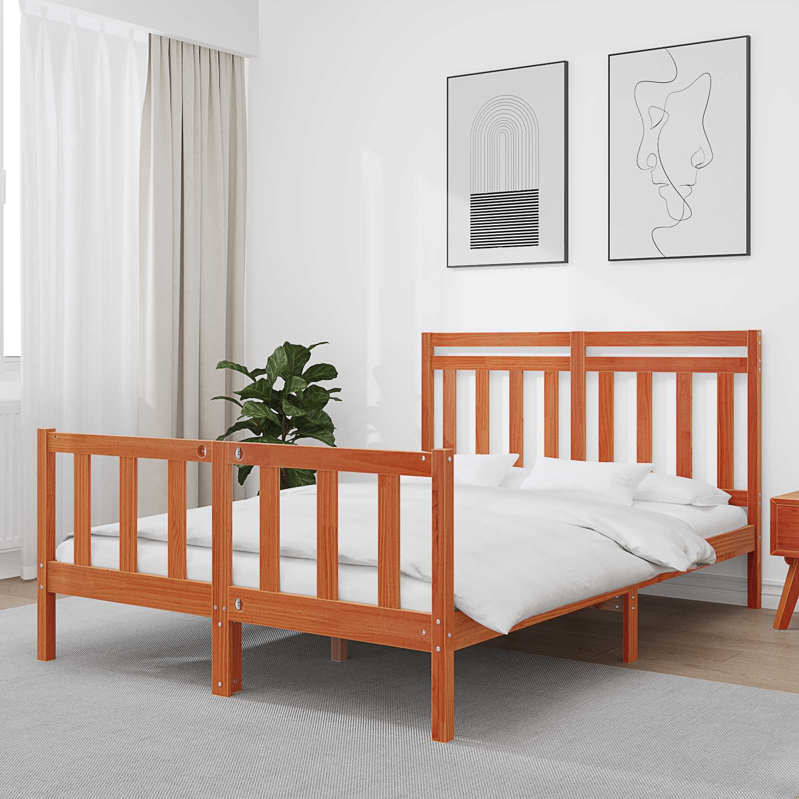 Sängram 2 pcs Vaxbrun 205,5 x 145,5 x 100 cm Massiv furu