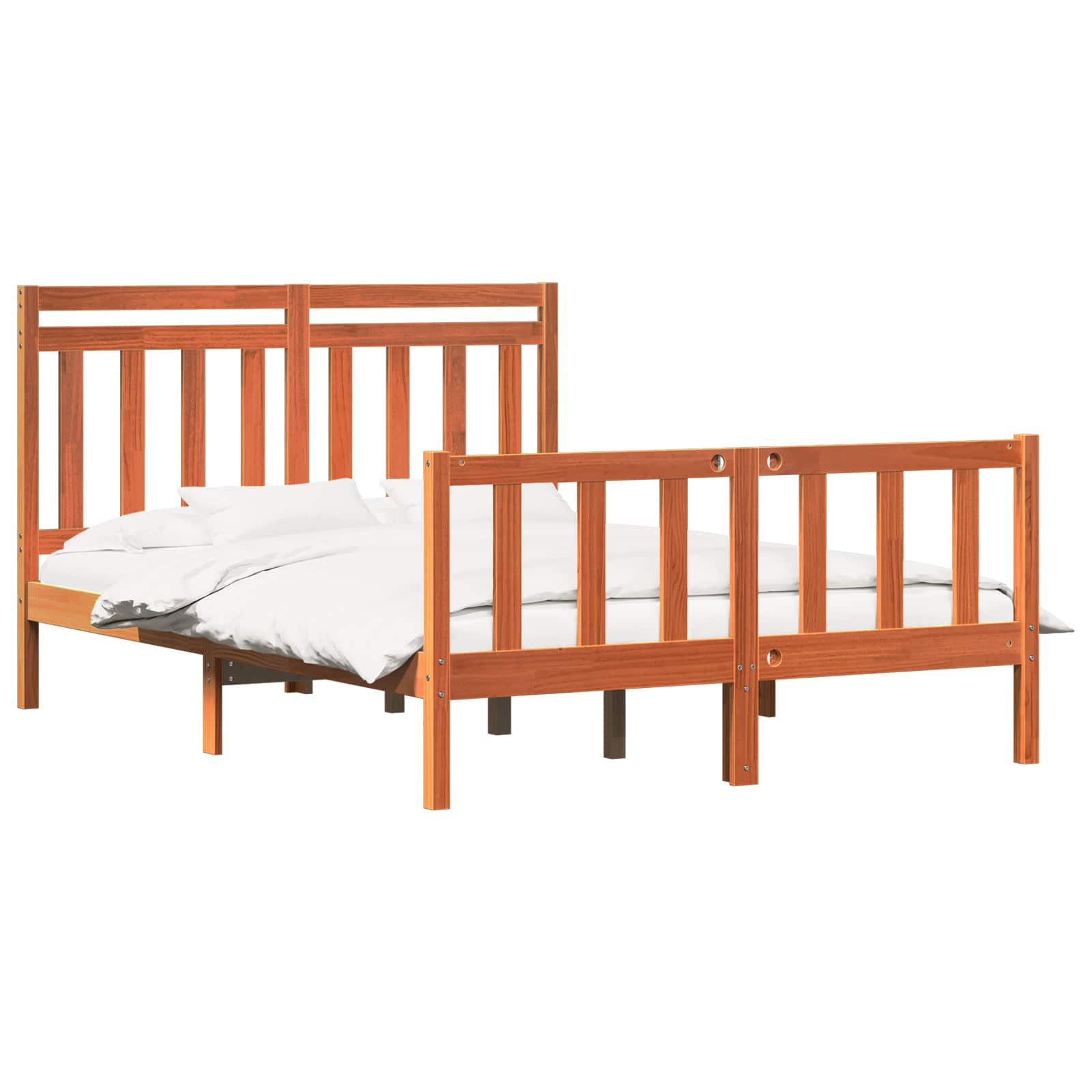 Sängram 2 pcs Vaxbrun 205,5 x 145,5 x 100 cm Massiv furu