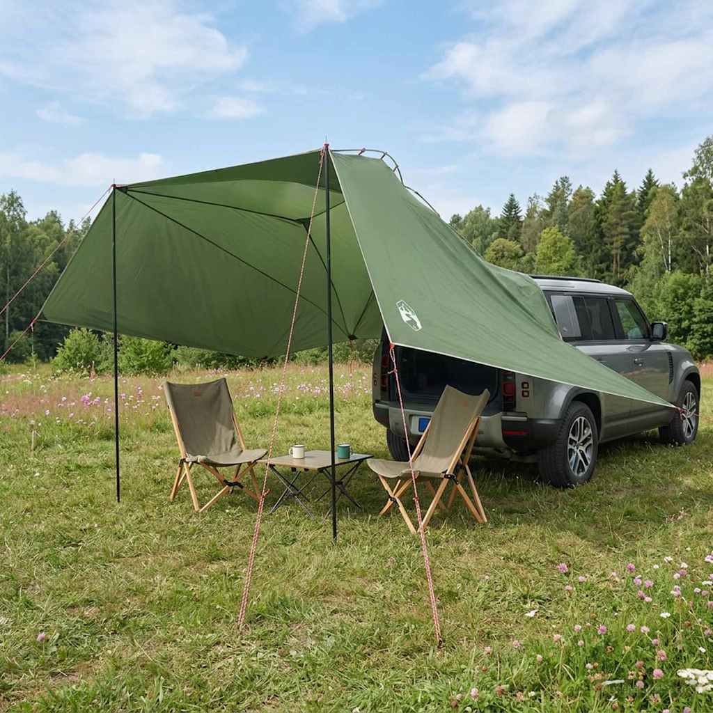 Bil tält med tak Grön 350 x 250 cm Polyester och Stål