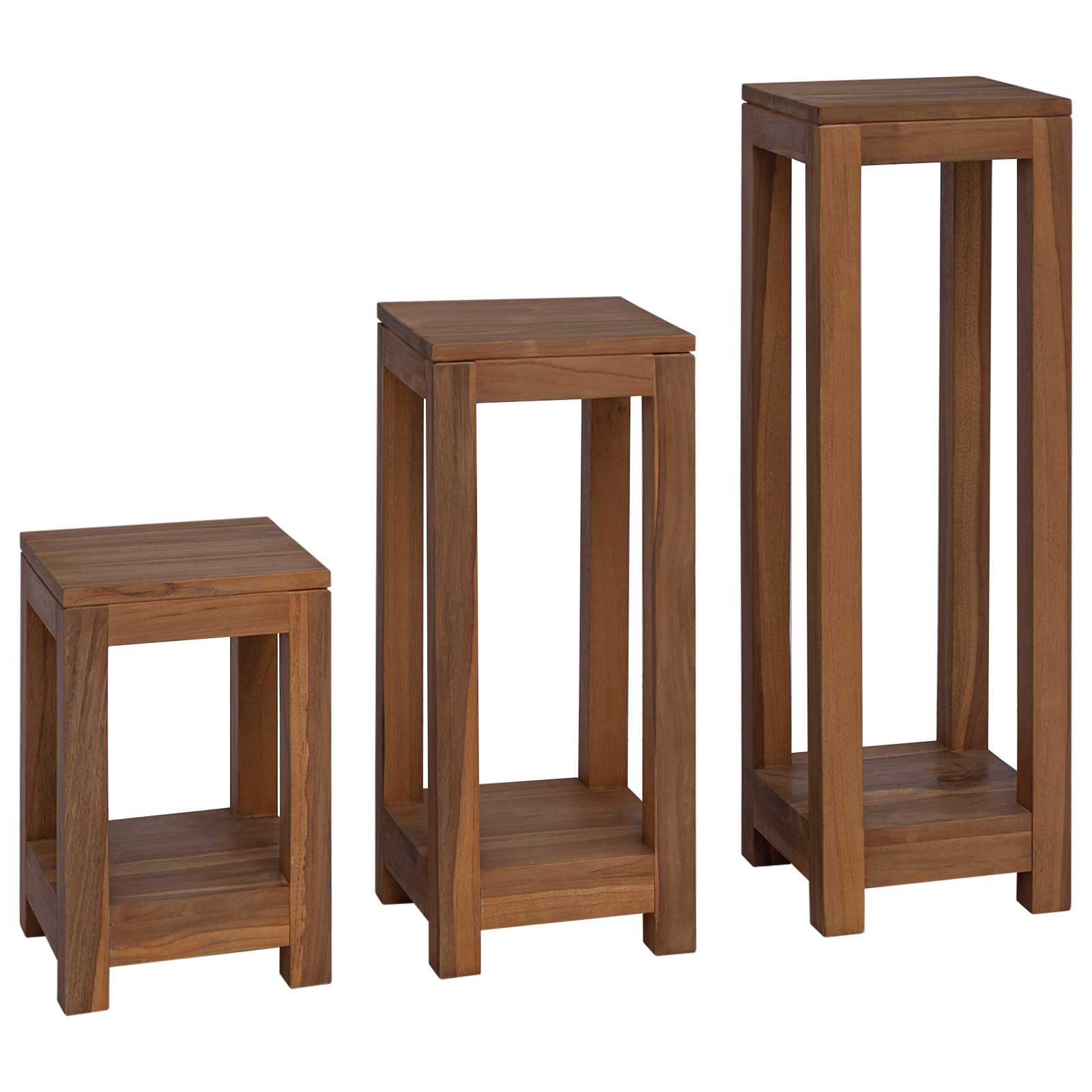 Växtställ 3 st Naturlig 25 x 25 x 80 cm Massivt teakträ