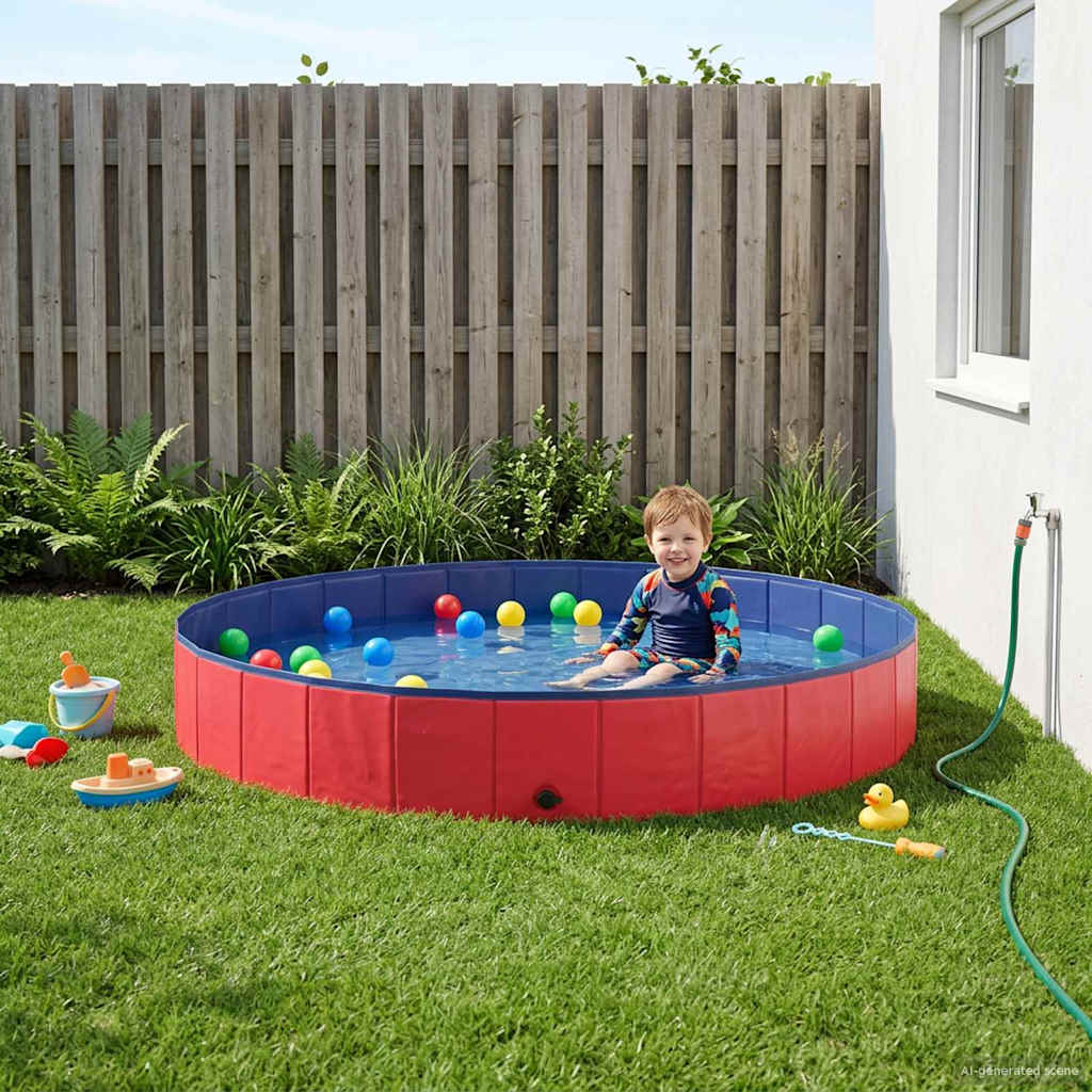 Barn Sim Pool Ø200 x 30 cm Rund för Barn för Röd