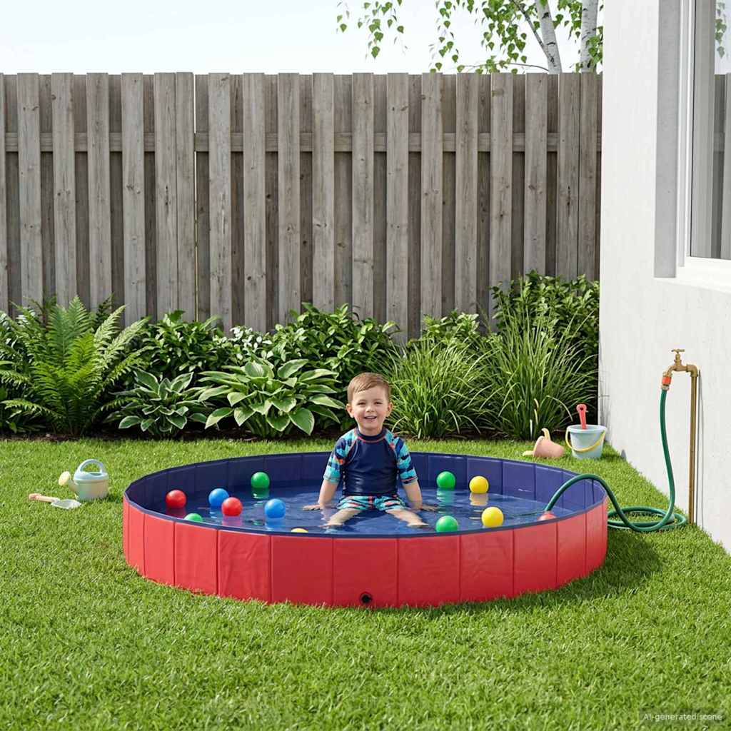 Barn Sim Pool Ø300 x 38 cm Rund för Barn för Röd