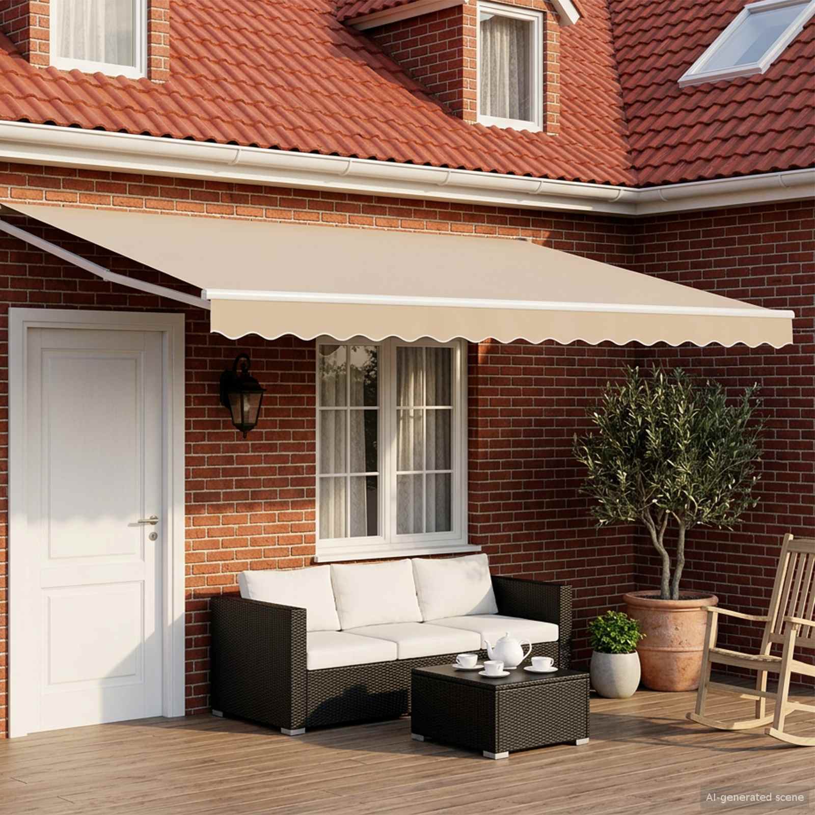 Utdragbar markis Beige 4 x 2 m 100% Polyester och Aluminium