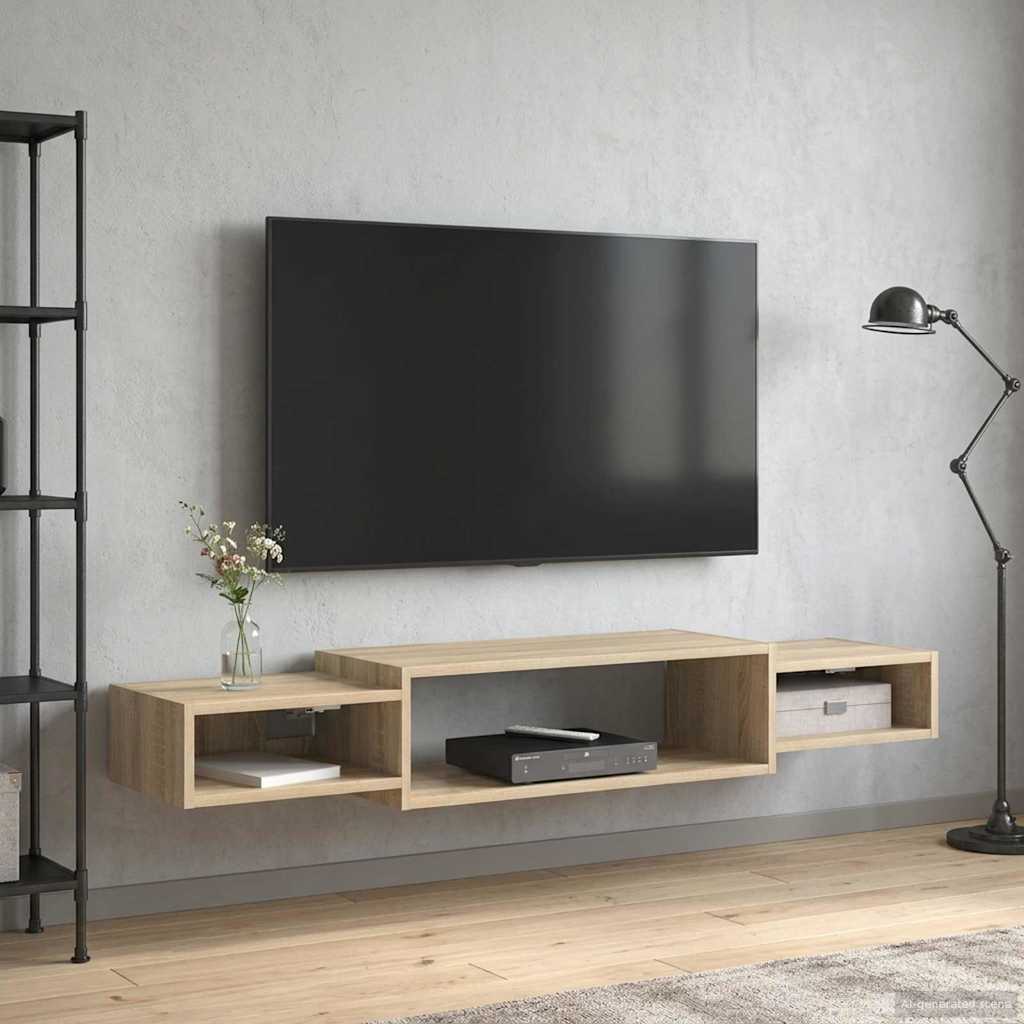 Väggmonterad TV-skåp Väggmonterat Sonoma-ek 140 x 28 x 21 cm