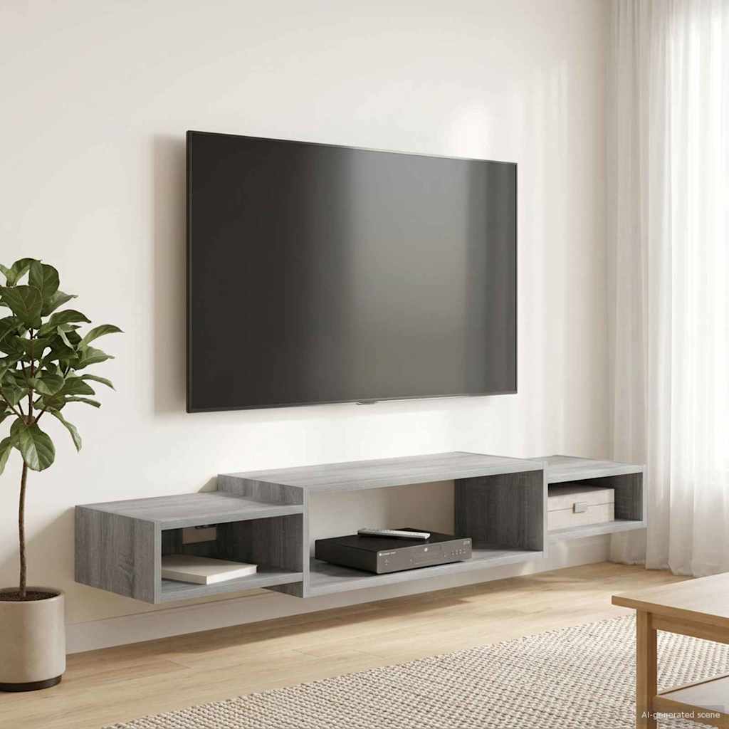 Väggmonterad TV-skåp Väggmonterat Grå Sonoma 140 x 28 x 21 cm