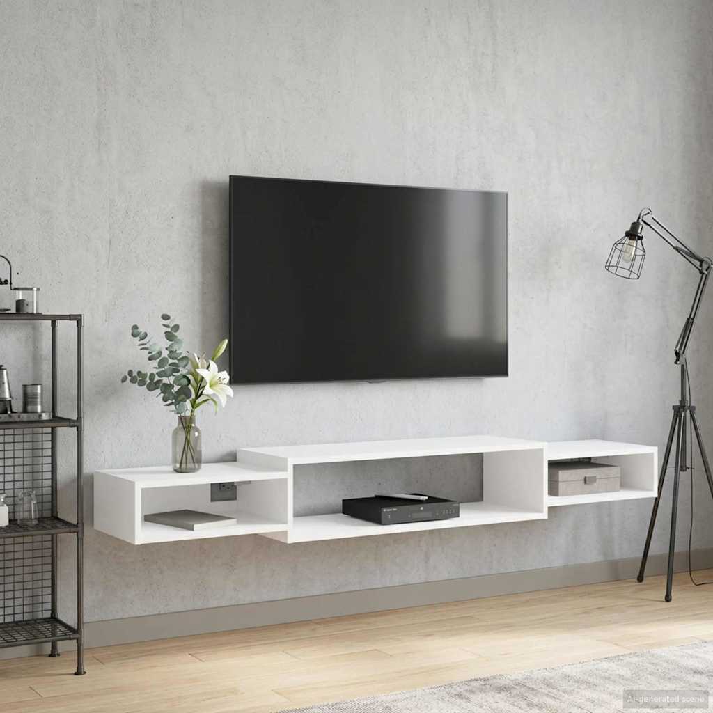 Väggmonterad TV-skåp Väggmonterat Vit 180 x 28 x 21 cm