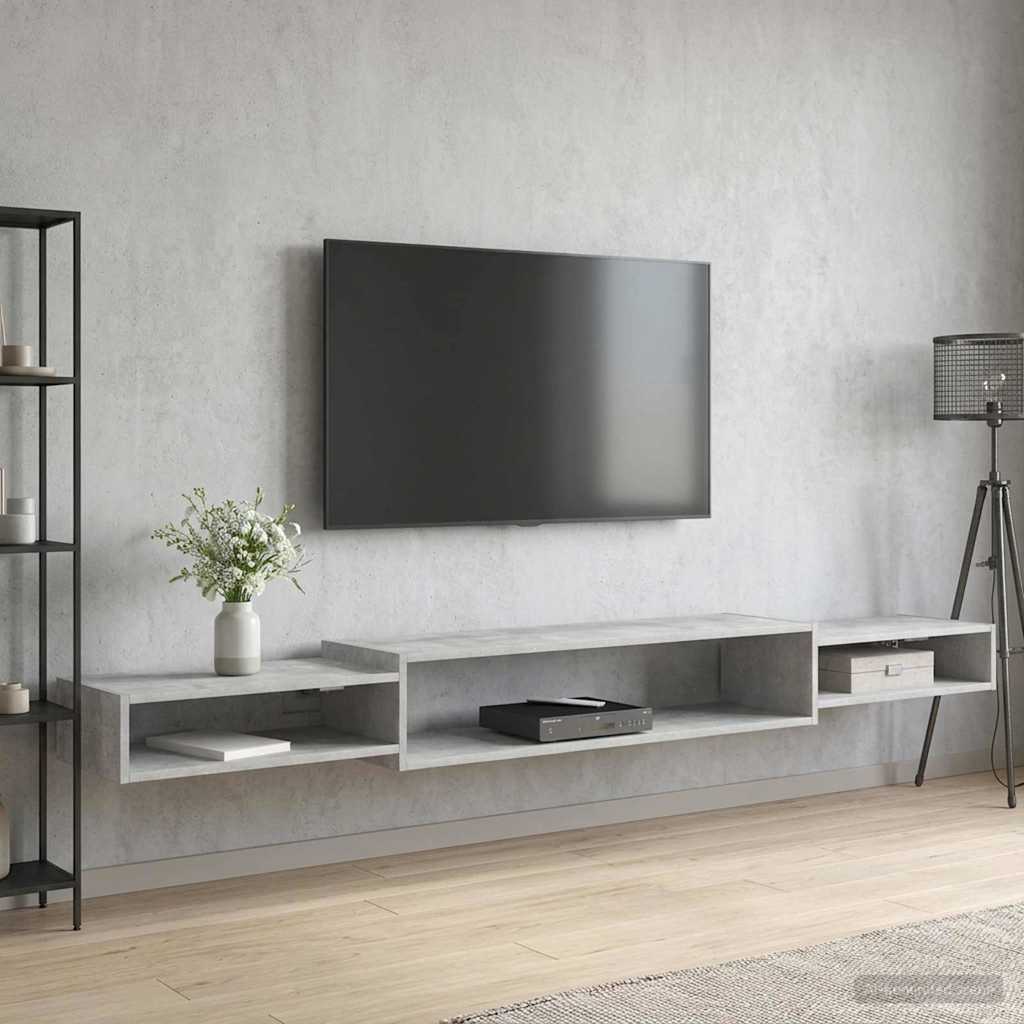 Väggmonterad TV-skåp Väggmonterat Betonggrå 220 x 28 x 21 cm