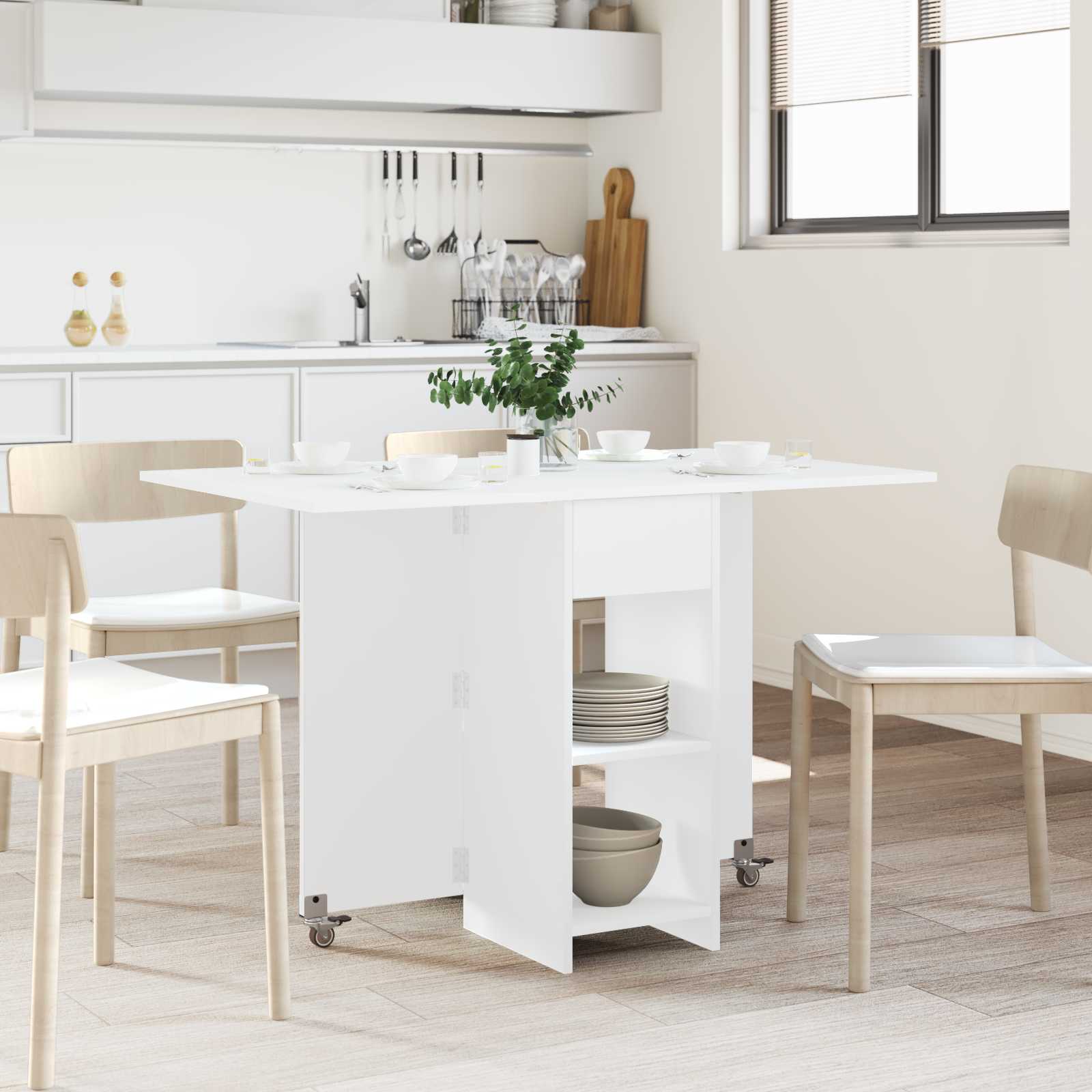 Matbord 115 x 70 x 75 cm Konstruerat trä Vit Rektangulär