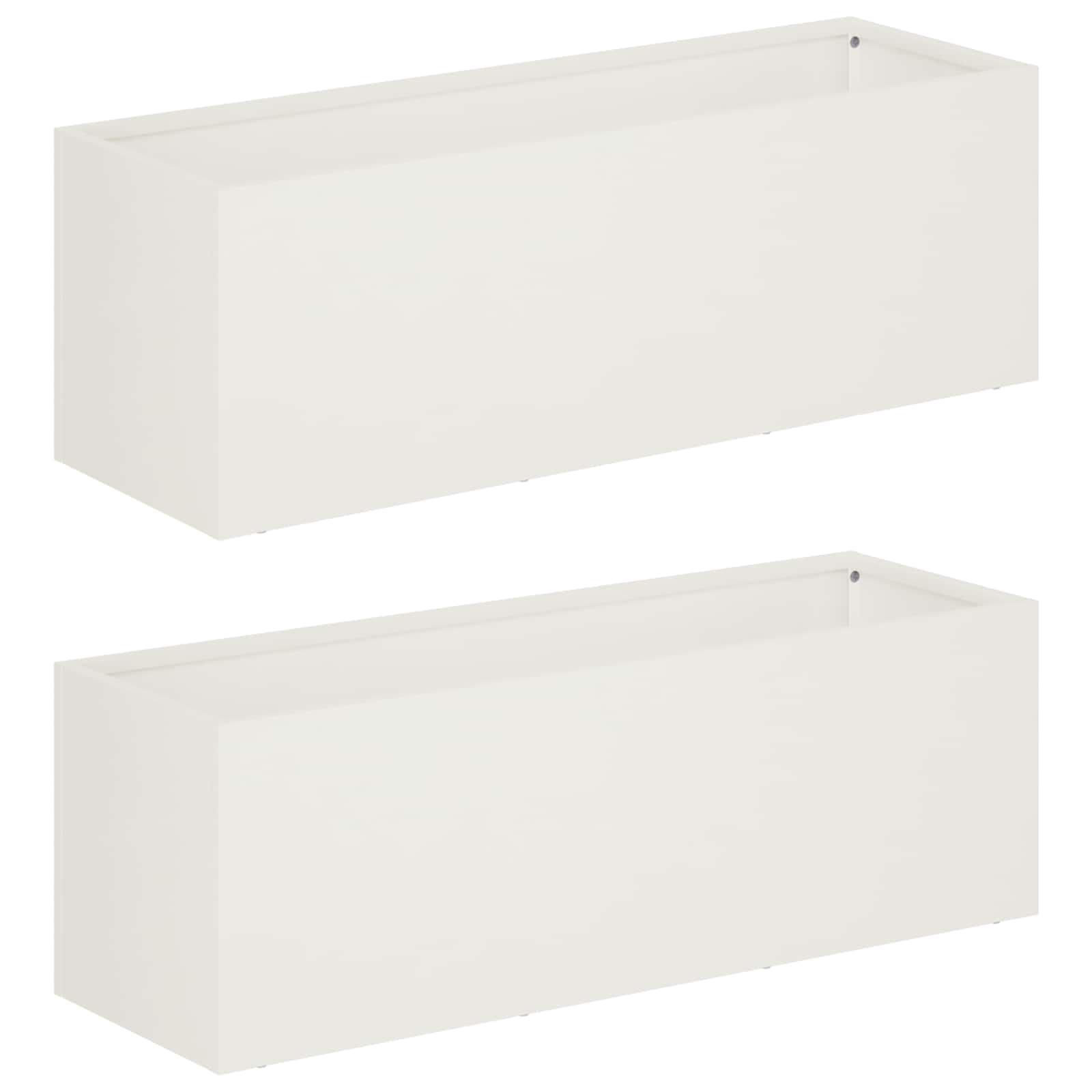 Trädgårdsplanterare 2 st Vit 40 x 20 x 20 cm Kallvalsat stål