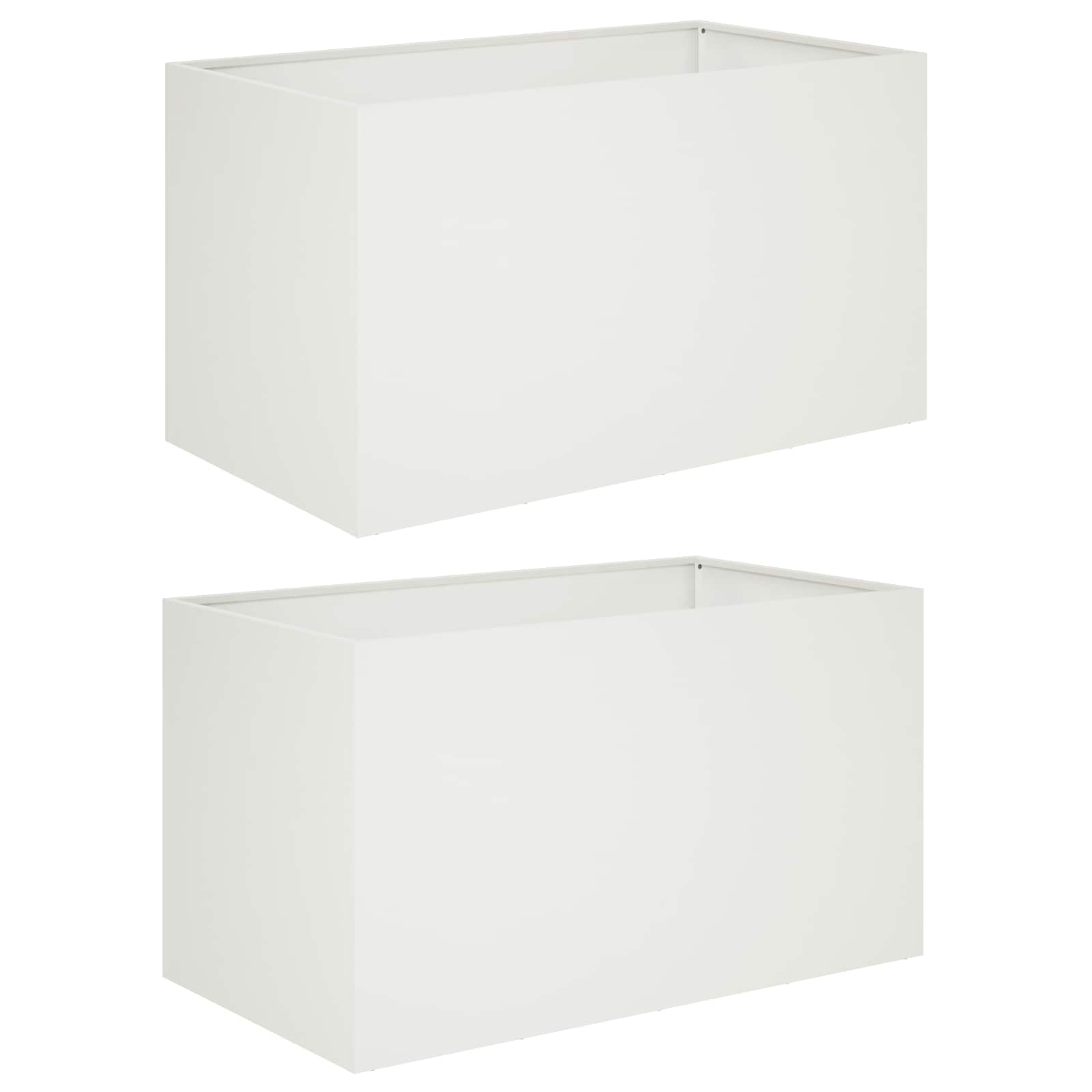 Trädgårdsplanterare 2 st Vit 100 x 50 x 50 cm Kallvalsat stål
