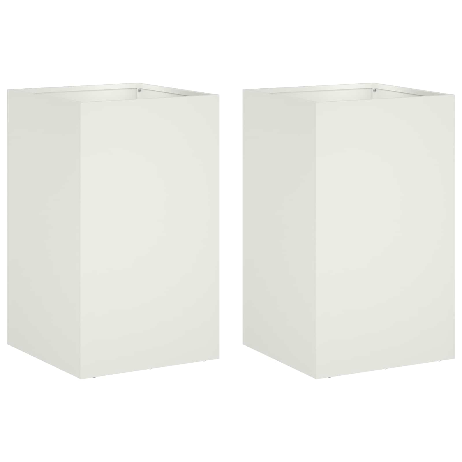 Trädgårdsplanterare 2 st Vit 30 x 30 x 50 cm Kallvalsat stål