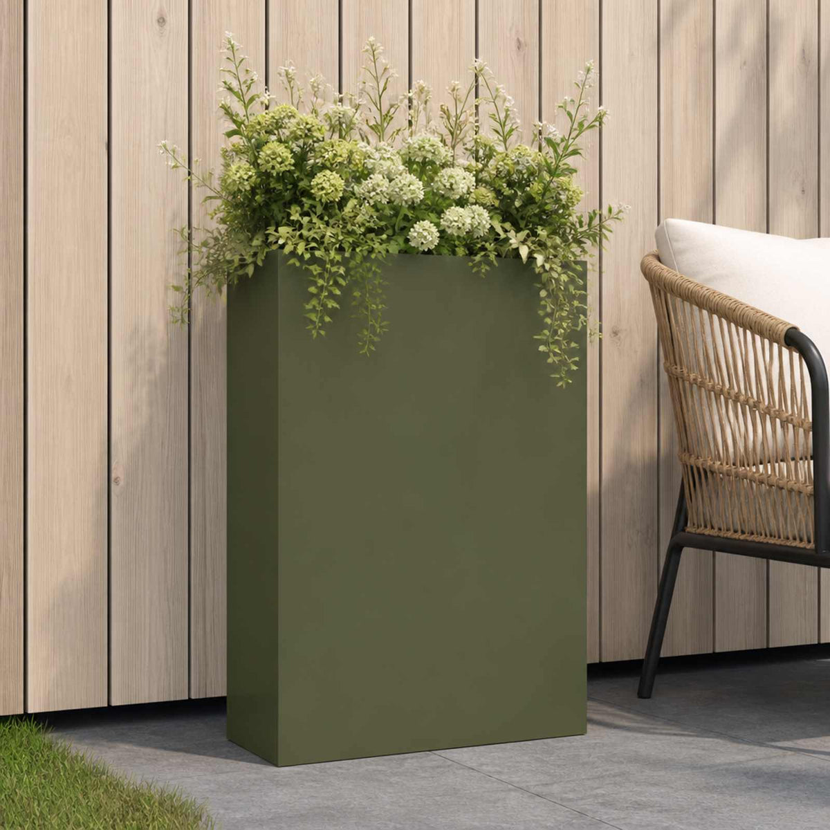 Trädgårdsplanterare Olivgrön 50 x 20 x 75 cm Kallvalsat stål