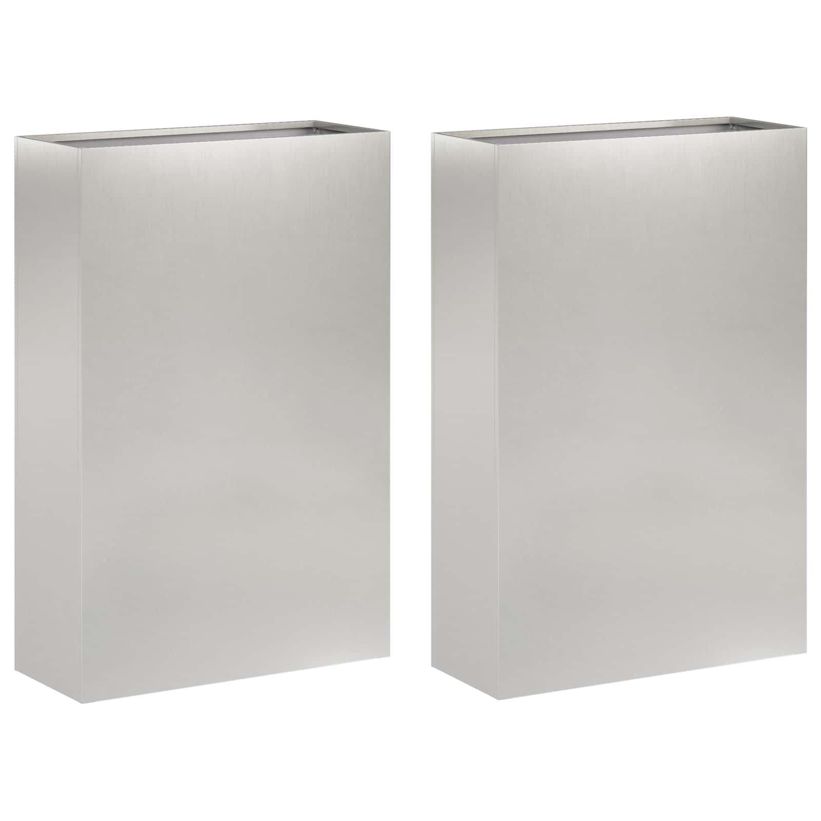 Trädgårdsplanterare 2 st Silver 50 x 20 x 75 cm Rostfritt stål
