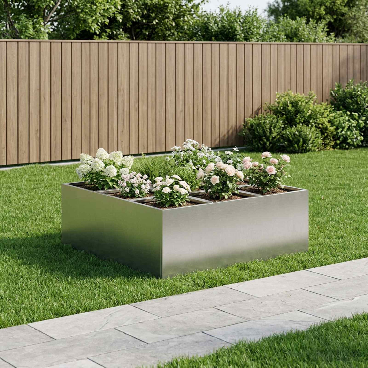 Trädgårdsplanterare Silver 100 x 100 x 50 cm Rostfritt stål