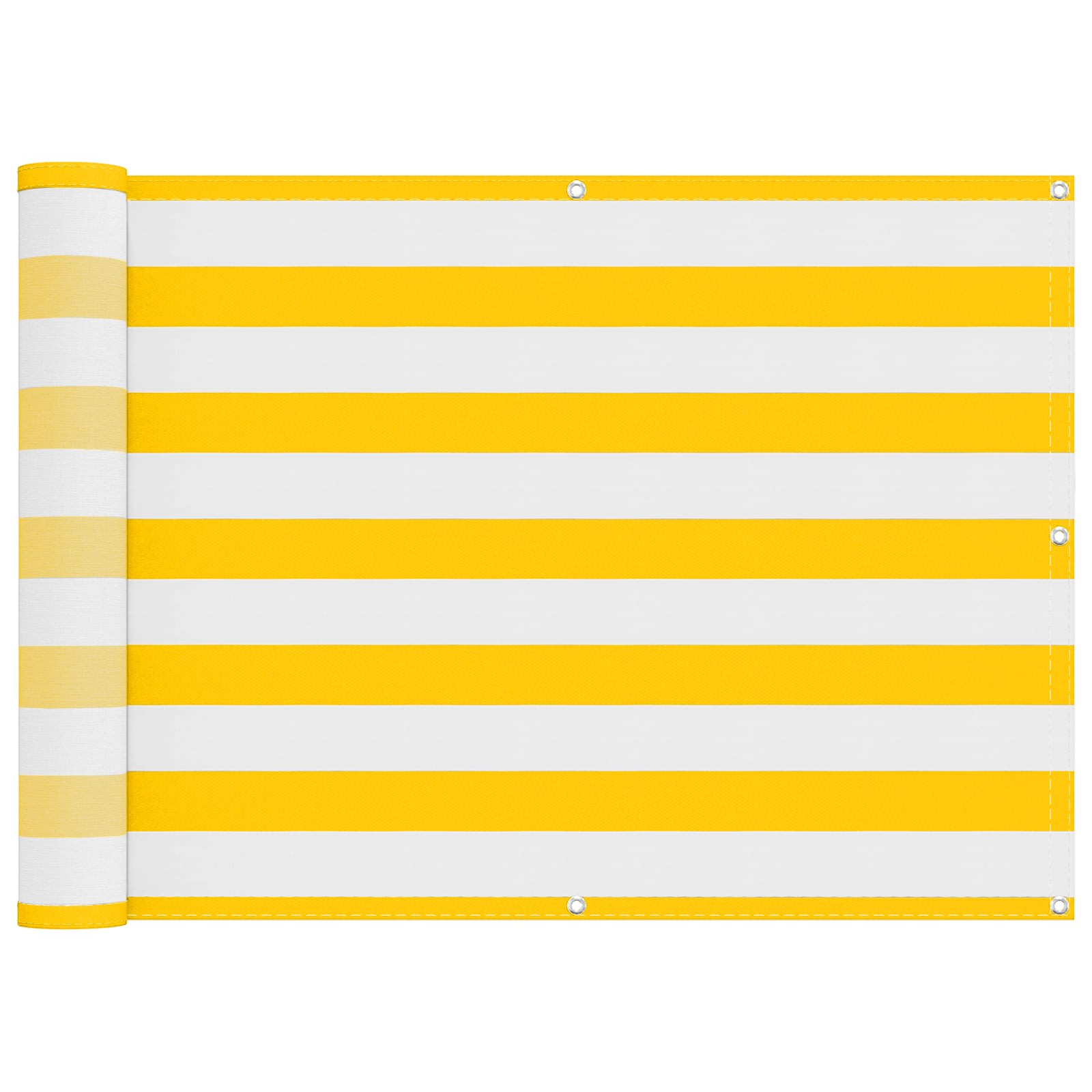 Balkong Skärm Gul och Vit 75 x 200 cm PU-belagt oxford alu