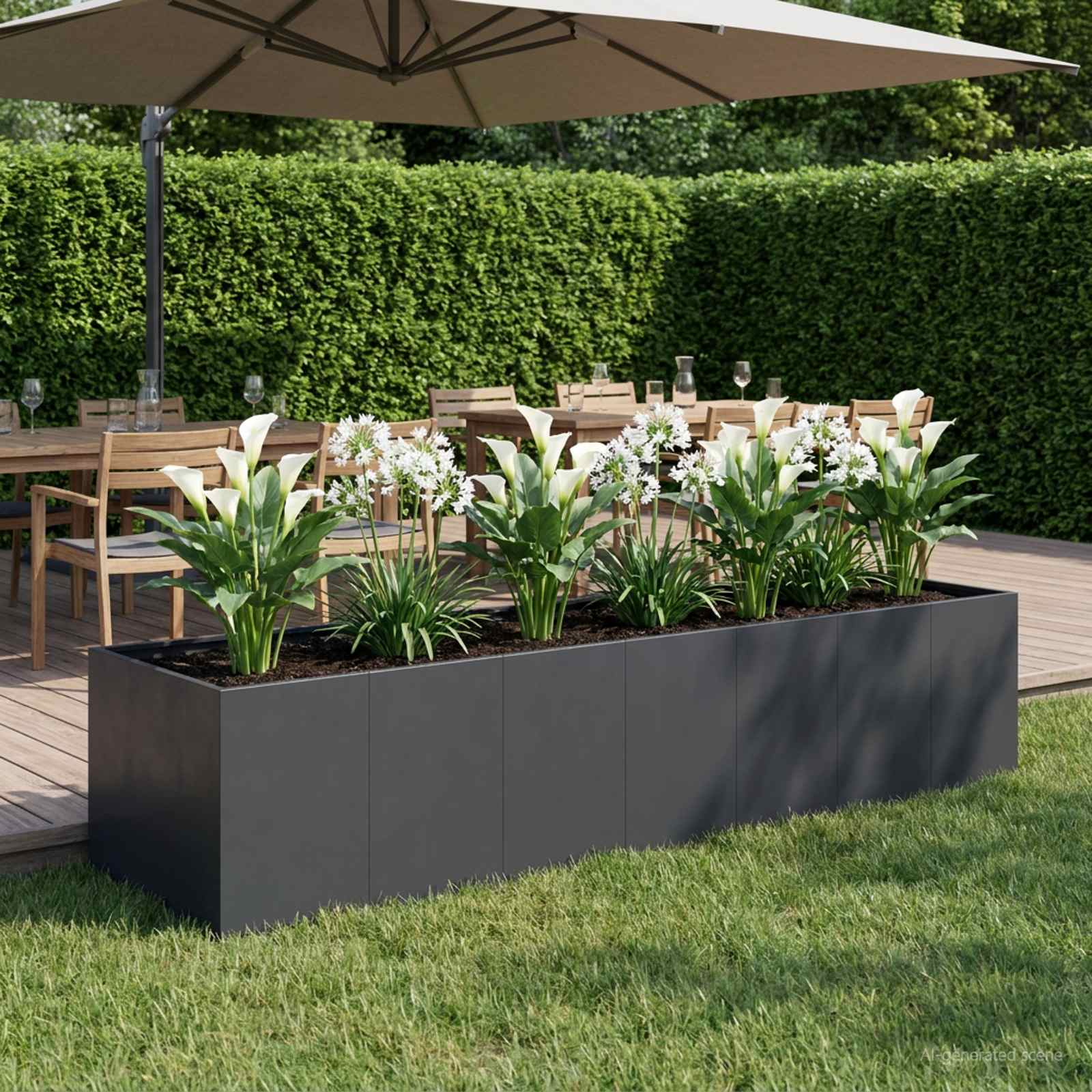 Trädgårdsplanterare Svart 280 x 80 x 60 cm Kallvalsat stål