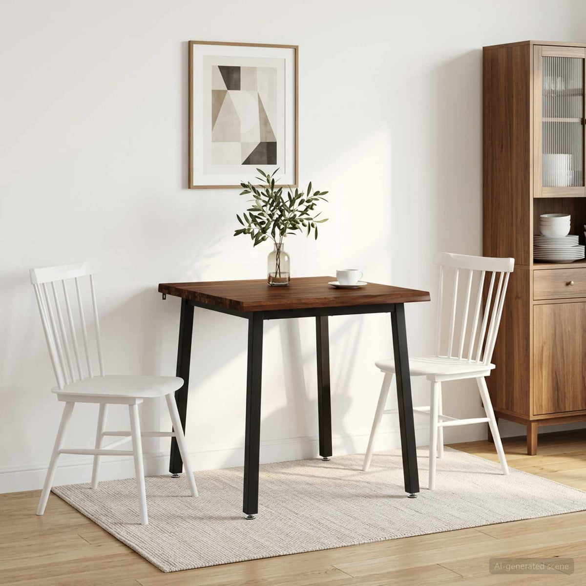 80 x 80 x 75 cm Massivt Akaciaträ Mörkbrun och svart Fyrkantig