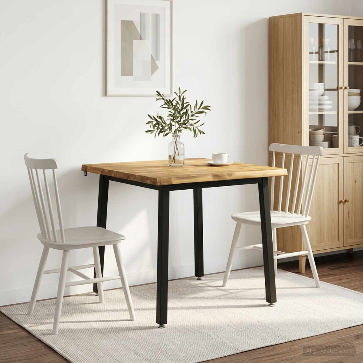 80 x 80 x 75 cm Massivt Akaciaträ Vit och svart Fyrkantig