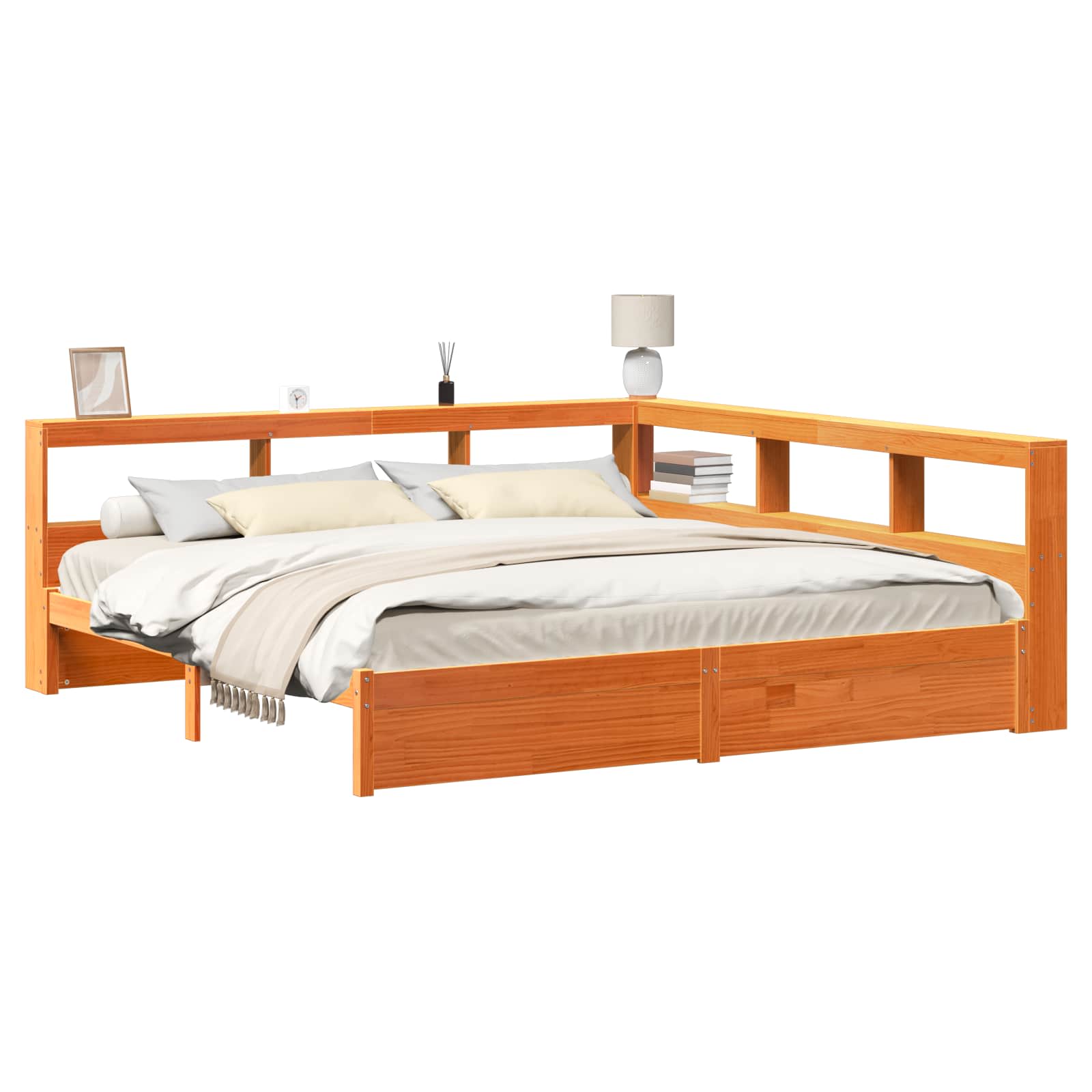 Bokhylla Säng 2 pcs Vaxbrun 200 x 200 cm Massiv furu