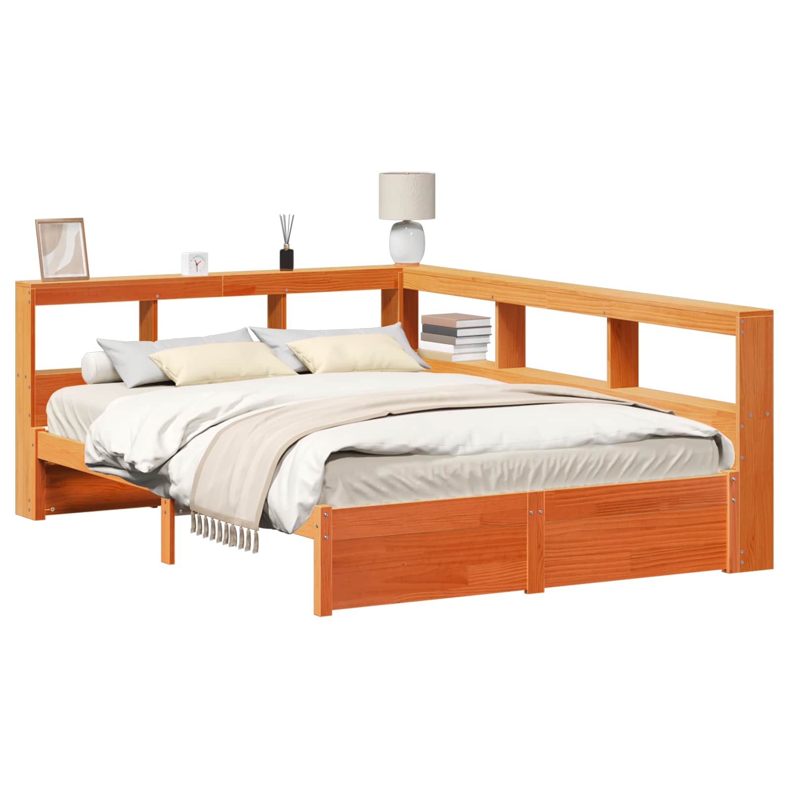 Bokhylla Säng 2 pcs Vaxbrun 200 x 160 cm Massiv furu