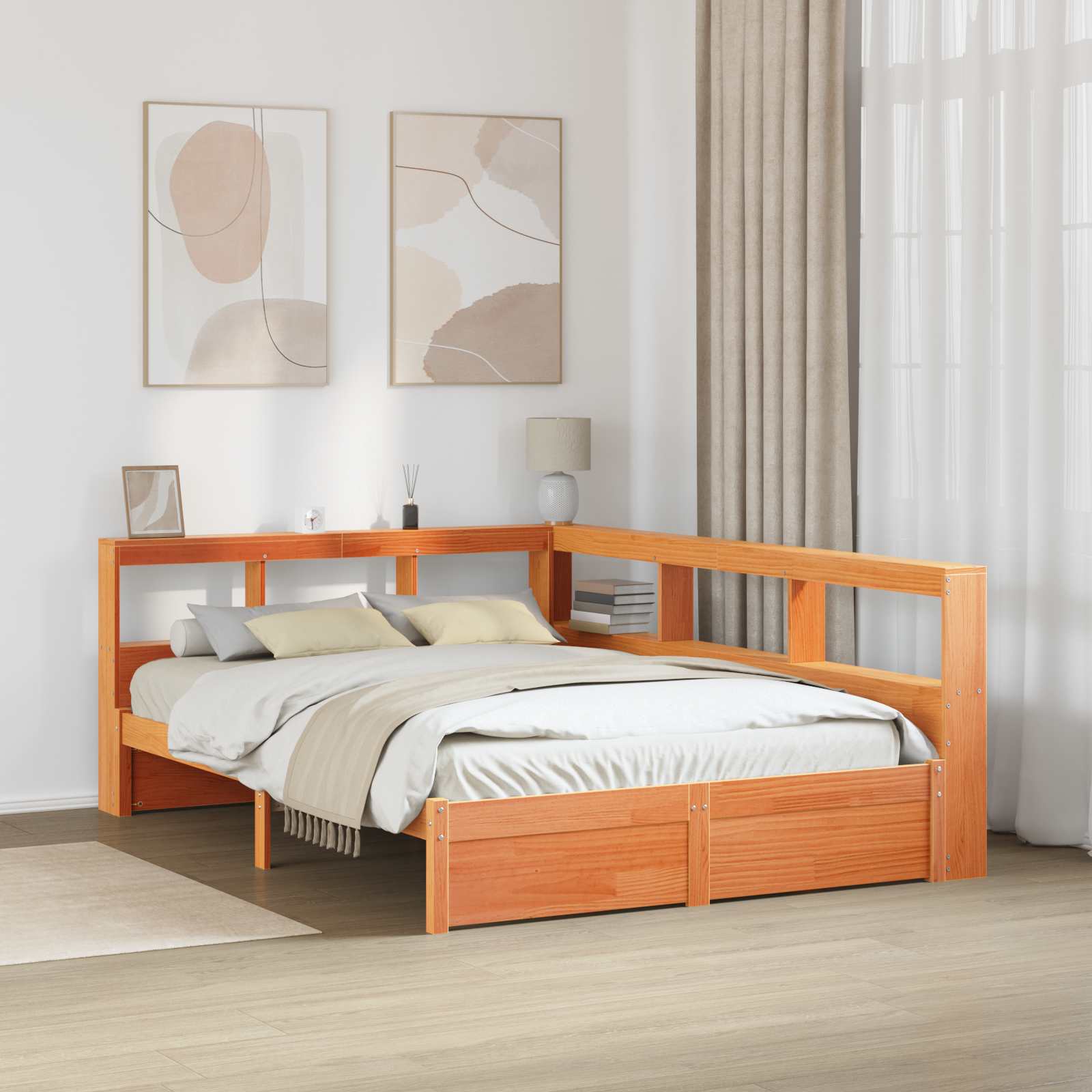 Bokhylla Säng 2 pcs Vaxbrun 200 x 140 cm Massiv furu