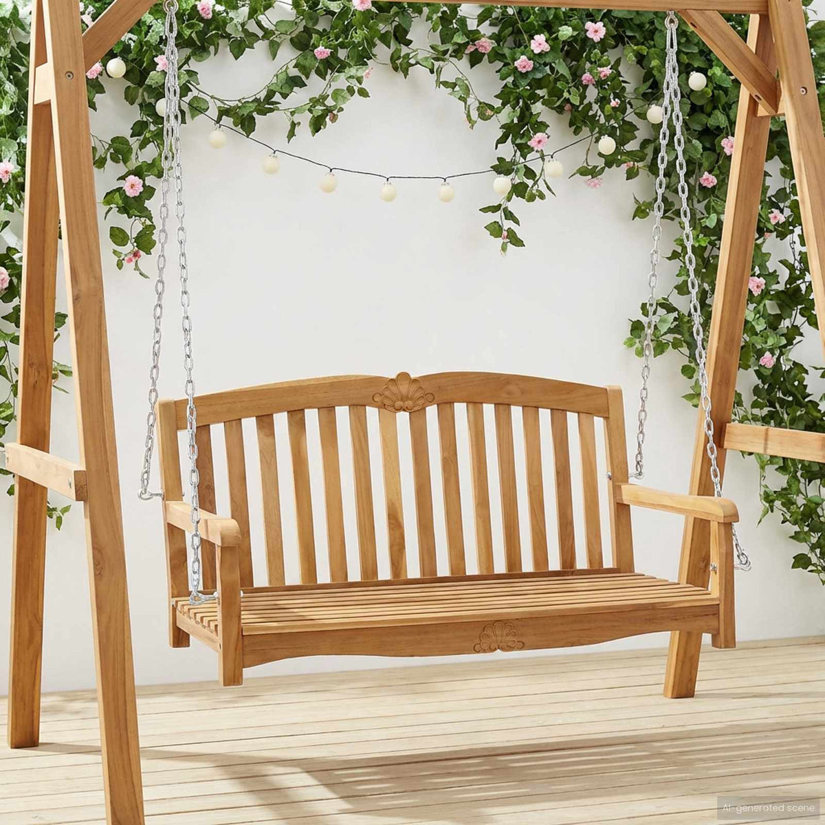 Gungbänk i skalmodell 114 x 60 x 60,5 cm Massivt teakträ
