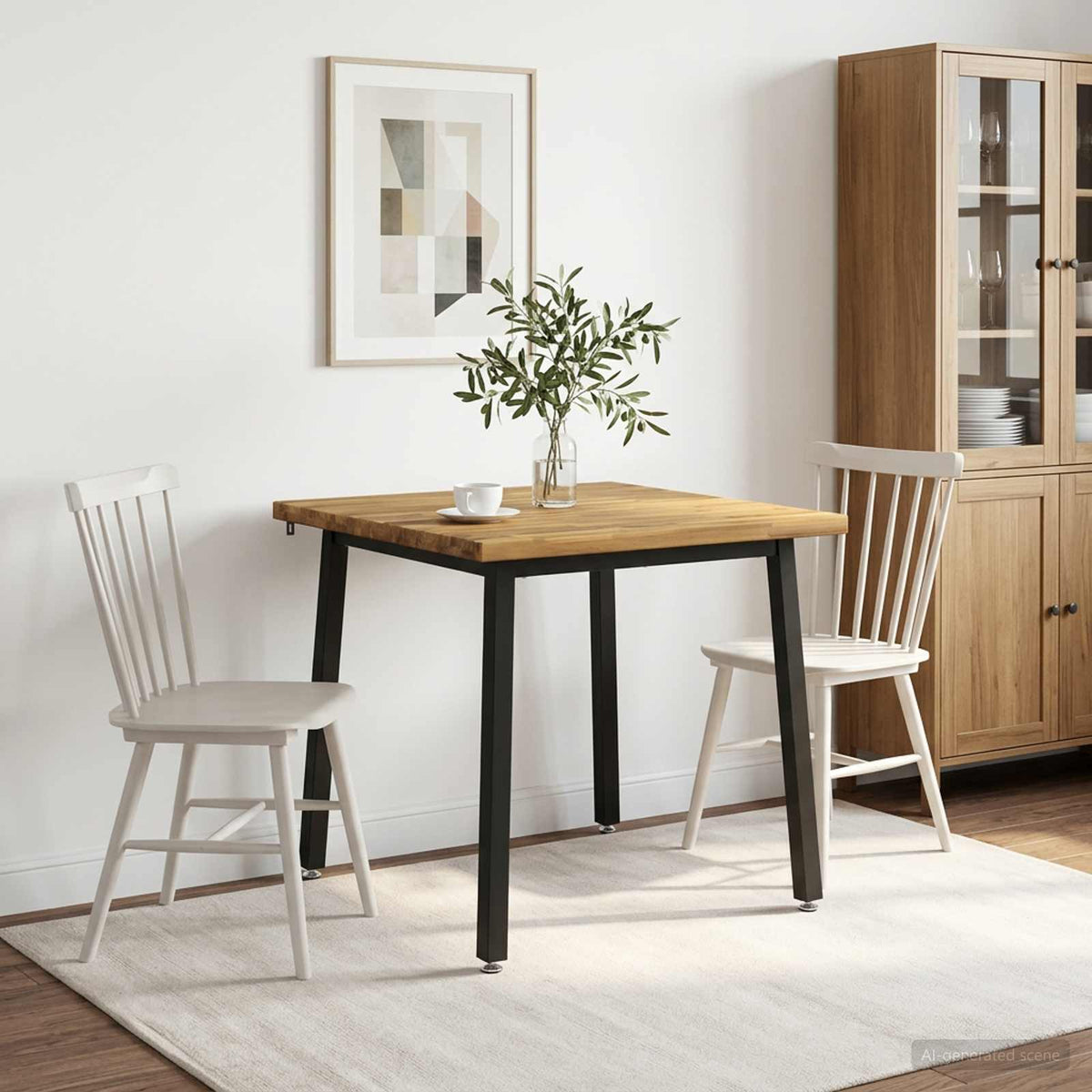 80 x 80 x 75 cm Massivt Akaciaträ Vit och svart Fyrkantig