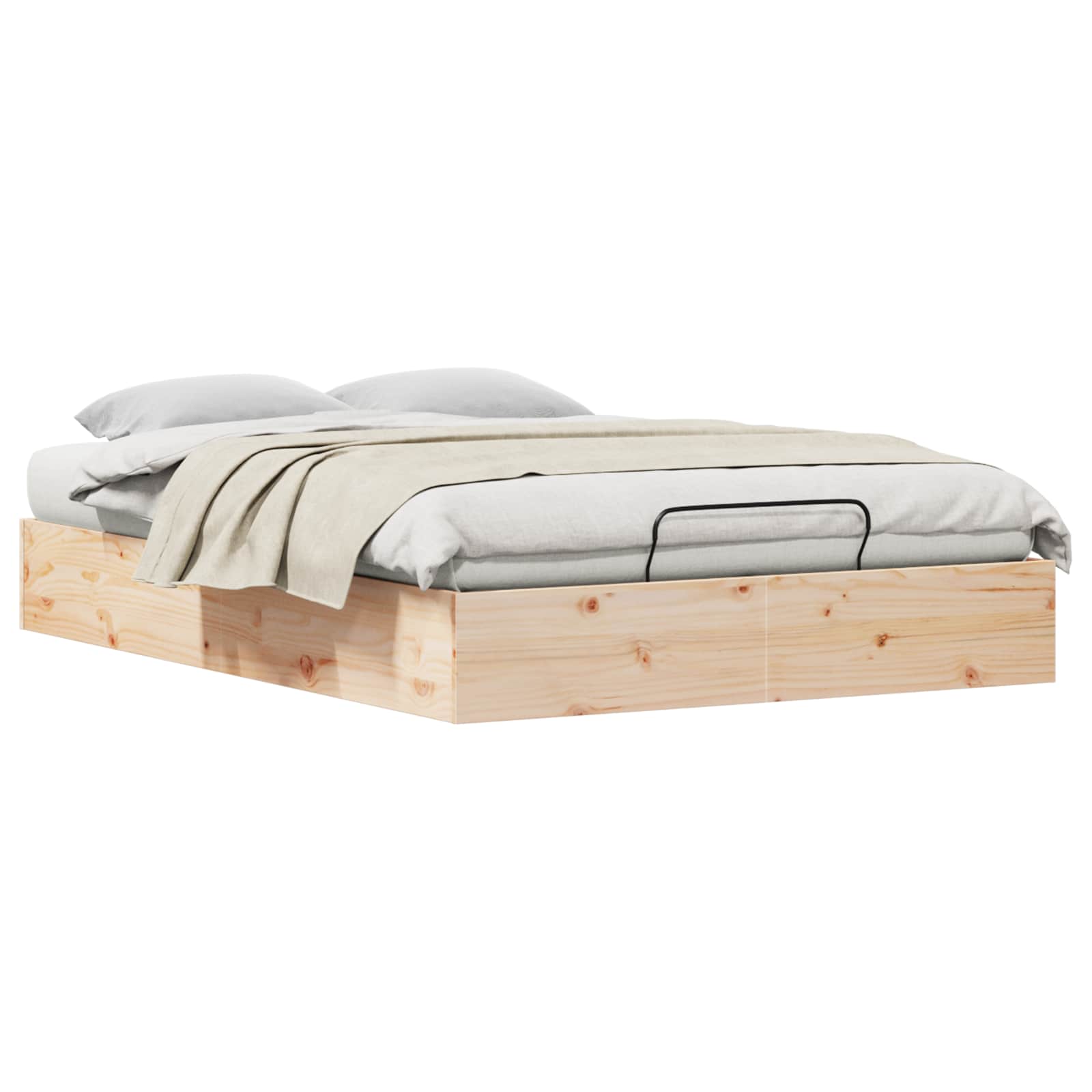 Bäddsoffa med förvaring Naturfärg 120 x 190 cm Massivt furu