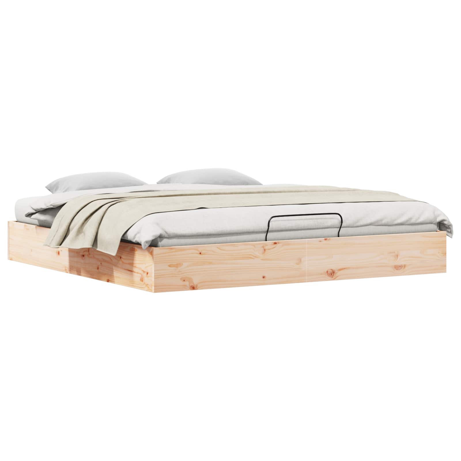 Bäddsoffa med förvaring Naturfärg 200 x 200 cm Massivt furu