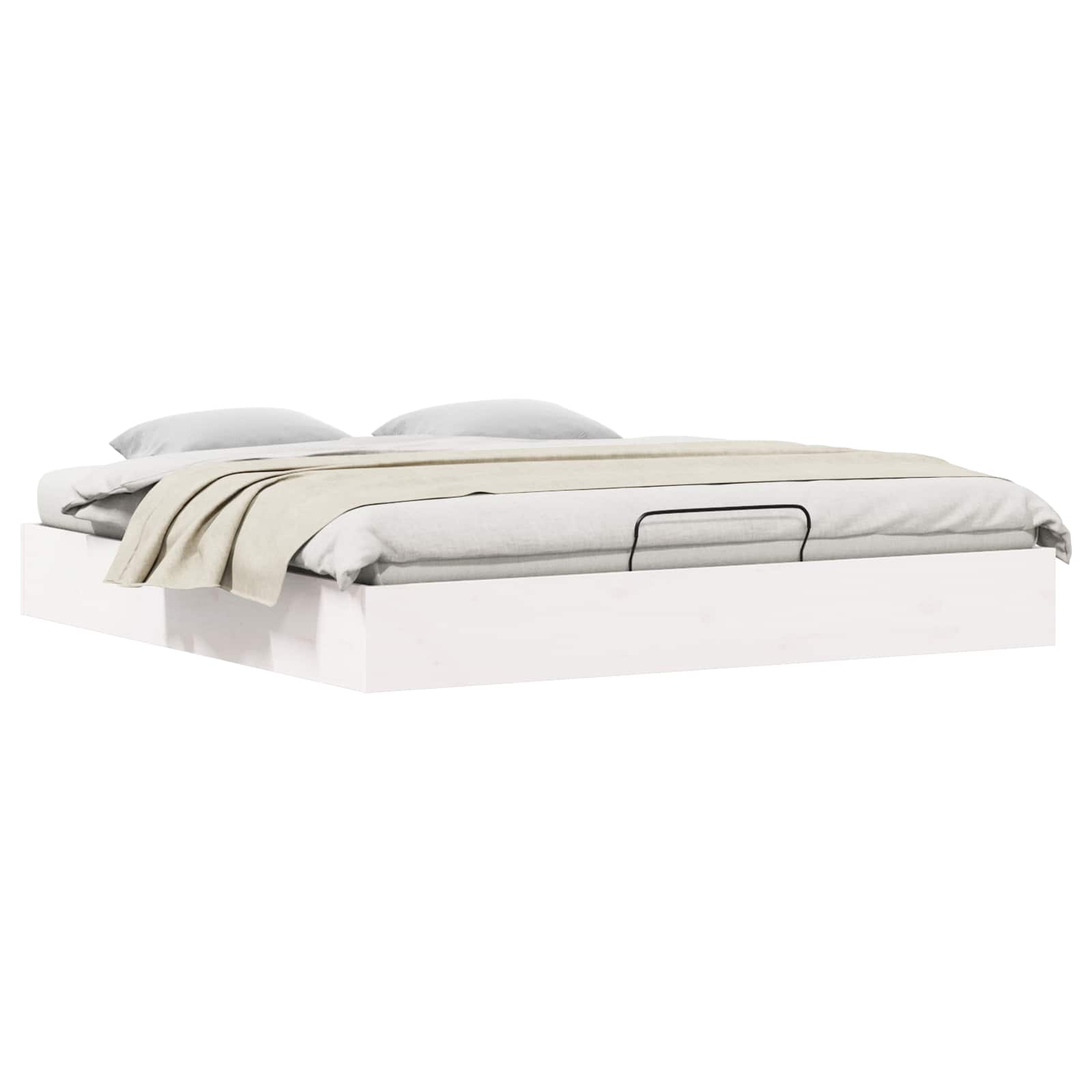 Bäddsoffa med förvaring Vit 200 x 200 cm Massivt furu