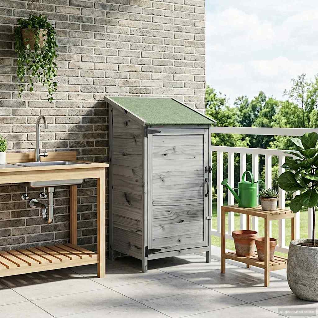 Trädgårdshus med tak Grå 59 x 56 x 113,5 cm Massivt Furu