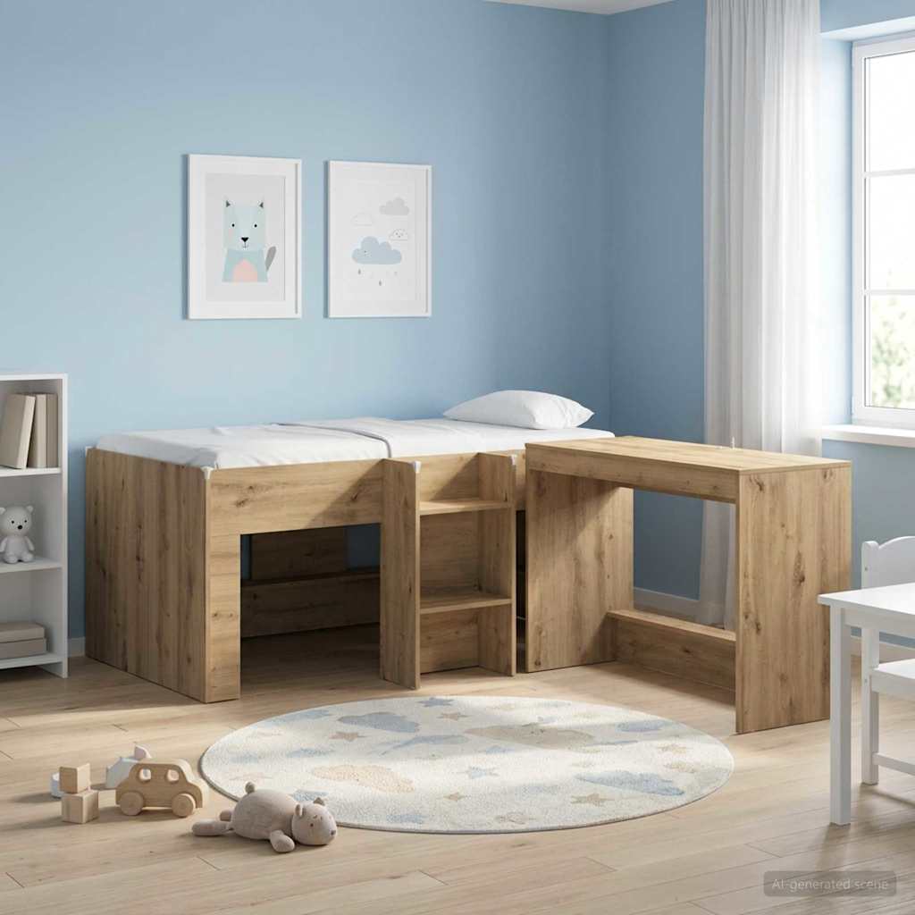 Barns hög sängram Artisan-ek 80 x 160 cm Konstruerat trä