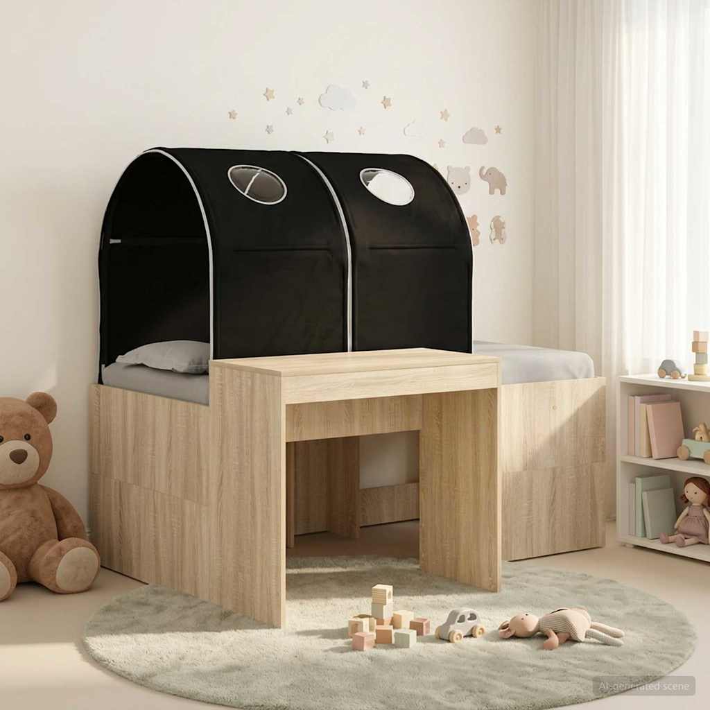 Säng med Tunneln 3 st Artisian Ek och Svart Konstruerat trä