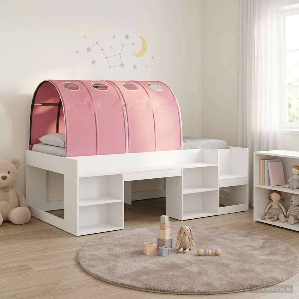 Sängram med sängskinnor 3 st Vit och rosa Konstruerat trä