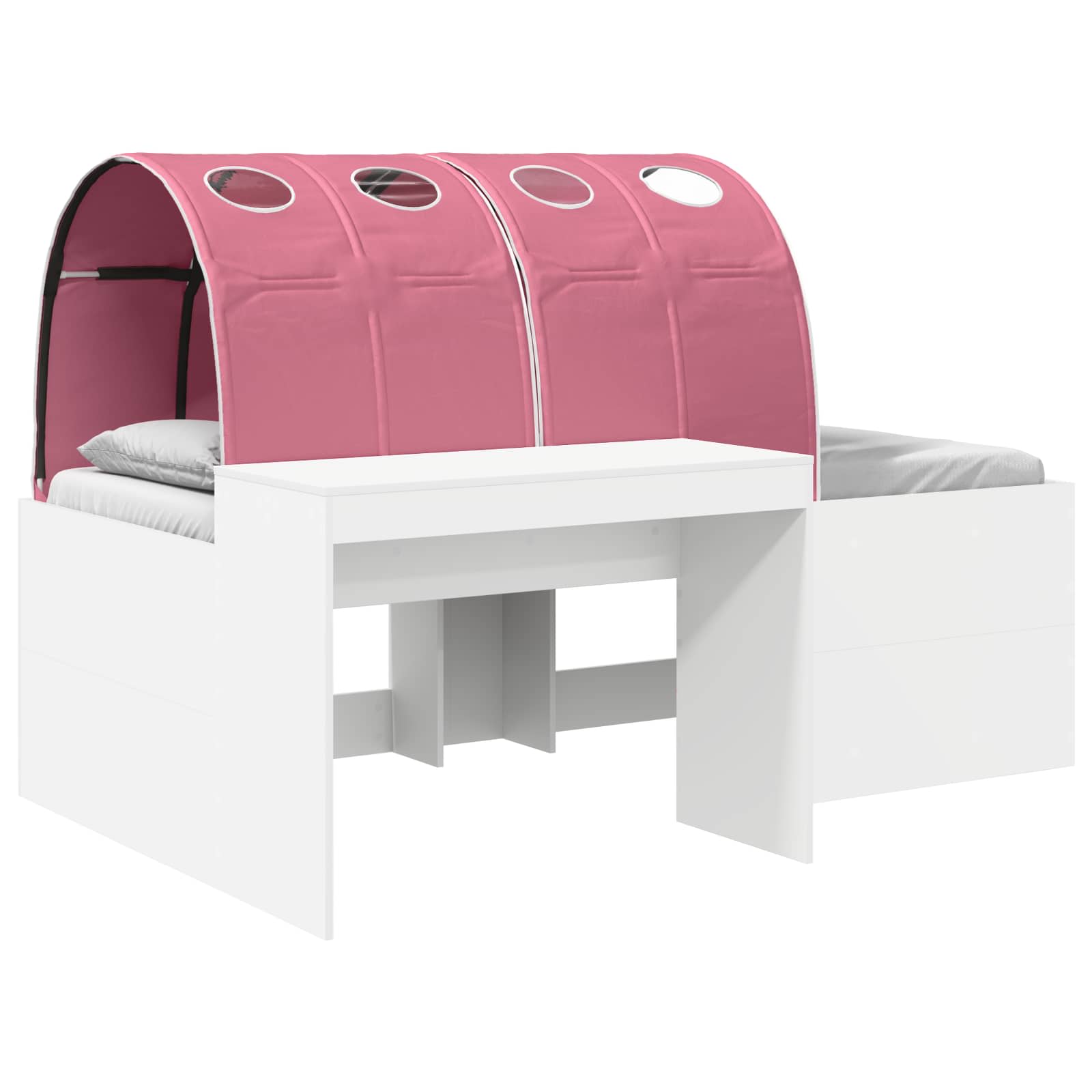 Barns högsängram med skrivbord 3 st Vit och rosa