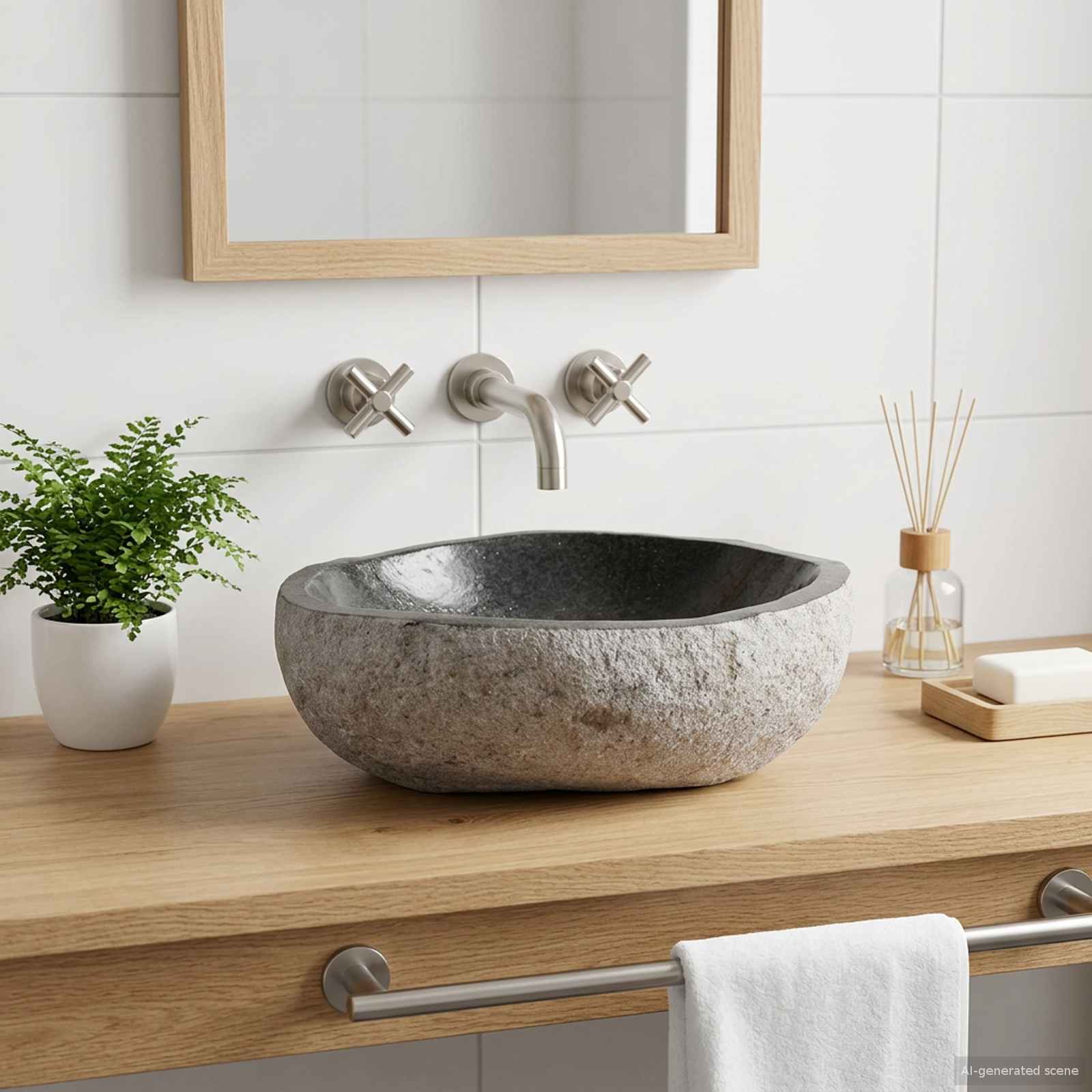 Handfat Oval Grå (32-37) x (27-30) x 12 cm Flodsten