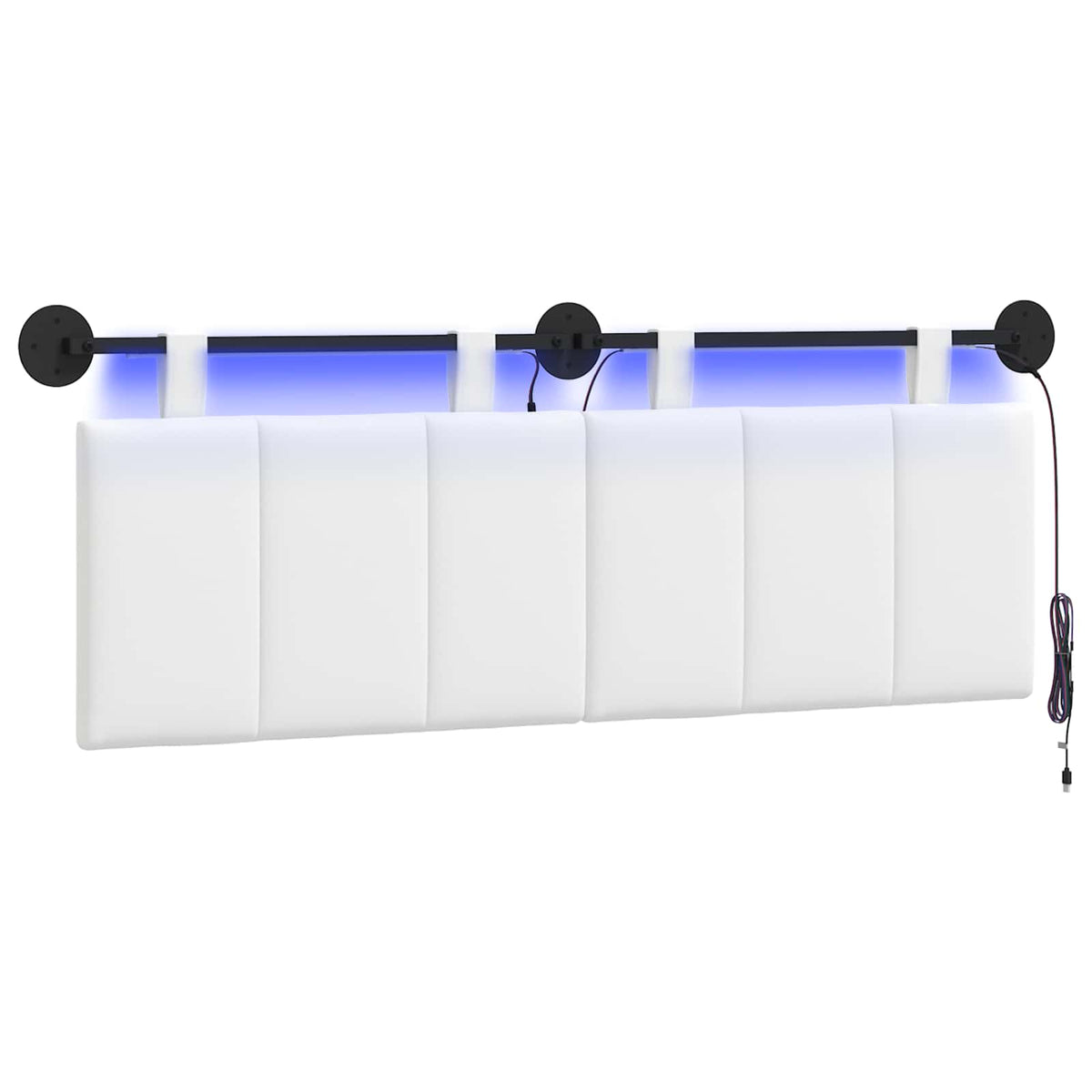Hängande sänggavel Med LED-lampa Vit Tyg